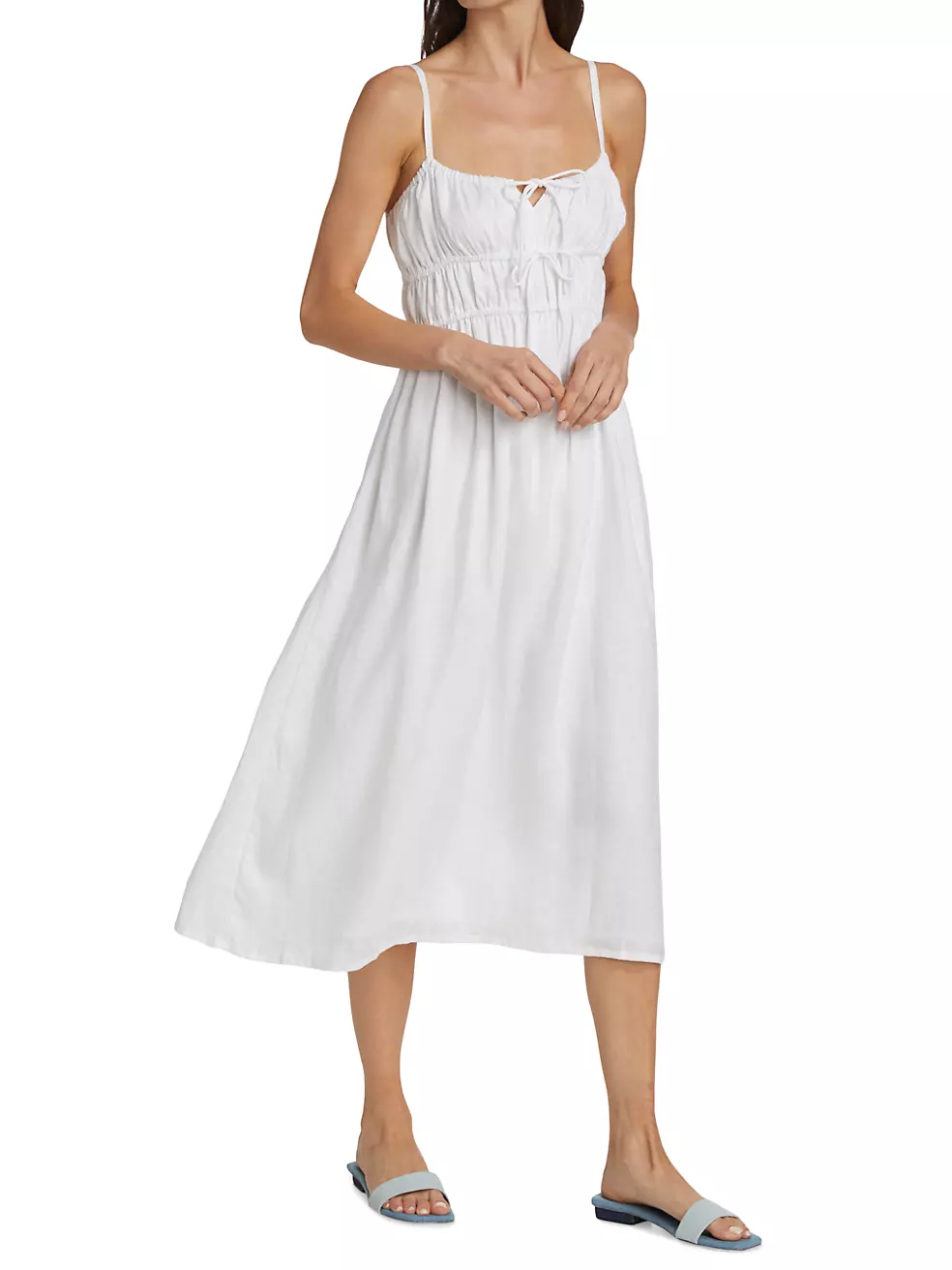 Faithfull The Brand Francesca Linen Midi Dress in White