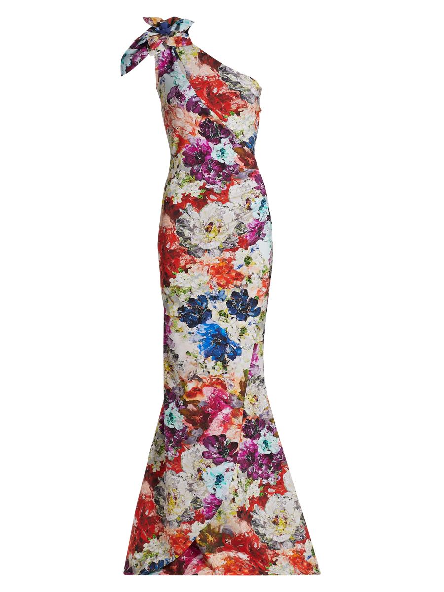 Chiara Boni La Petite Robe Gosia Floral One-Shoulder Gown
