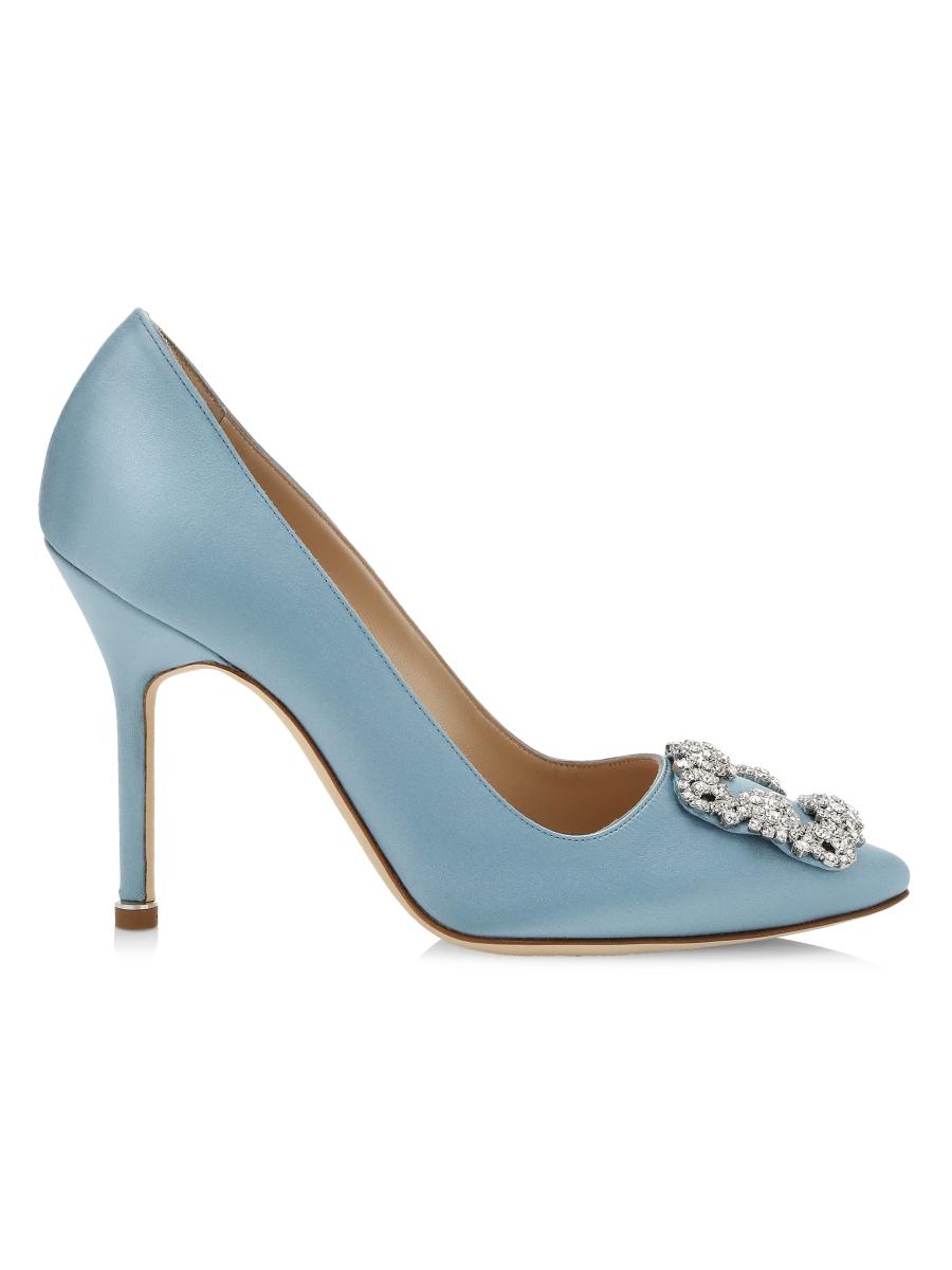 Manolo Blahnik Hangisi Embellished Satin Pumps | Saks Fifth