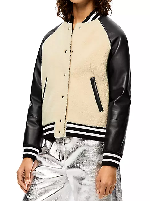 Valentino Garavani Varsity Bomber Jacket With Shearling Sleeves