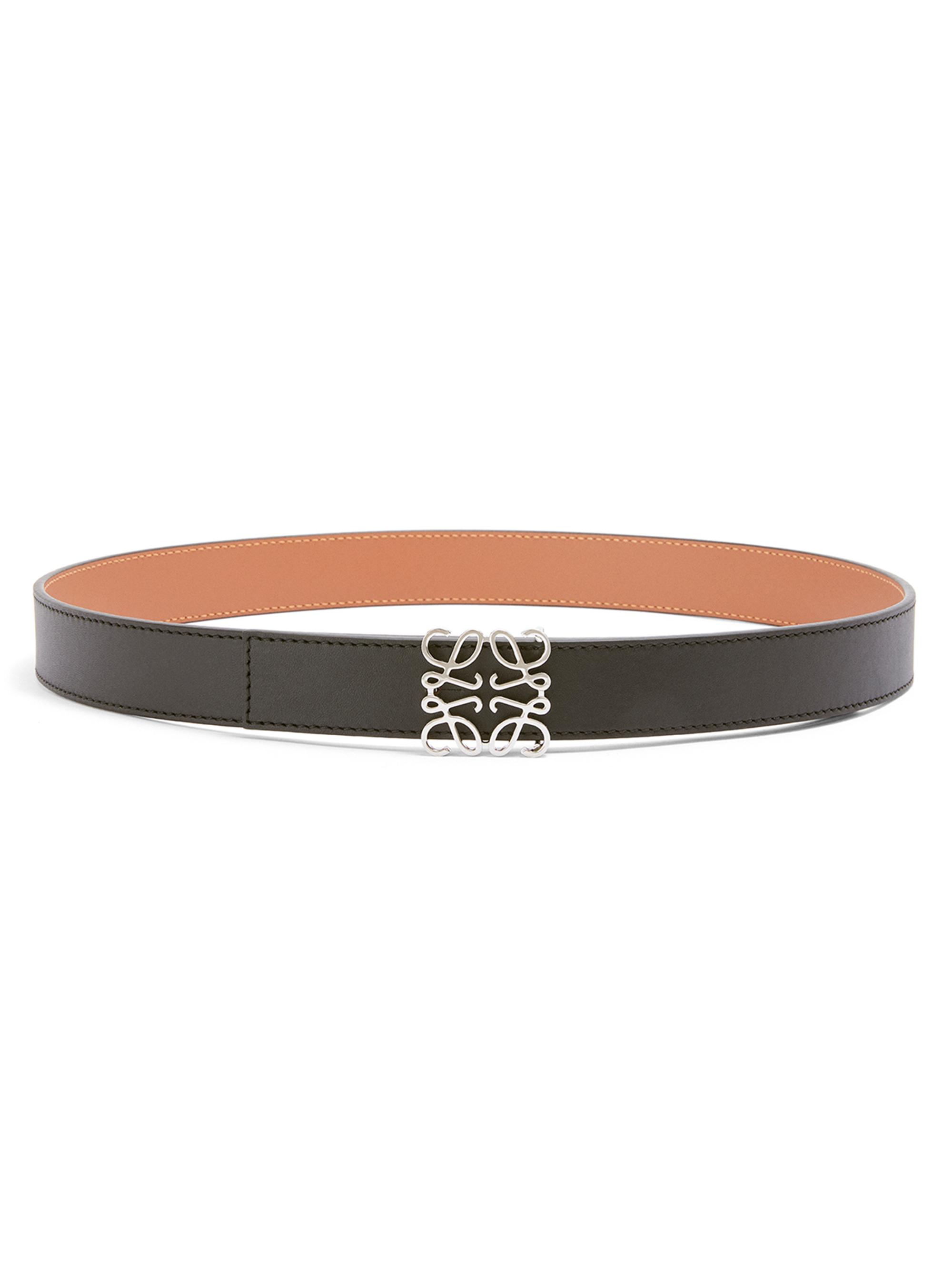 LOEWE Women's Reversible Anagram Belt - Black Tan Palladium
