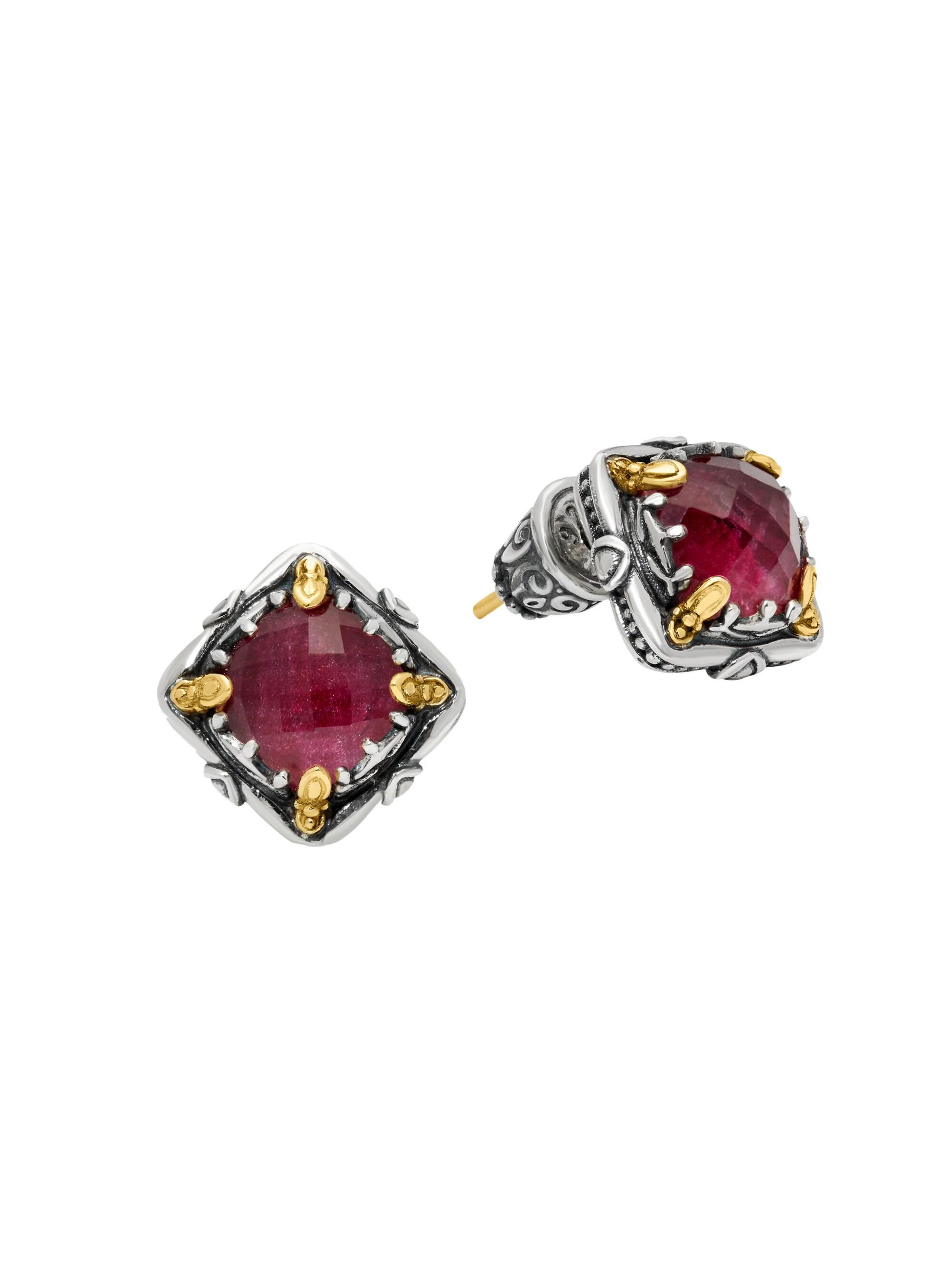 Konstantino Women's Heirloom Sterling Silver, 18K Yellow Gold & Ruby Doublet Stud Earrings