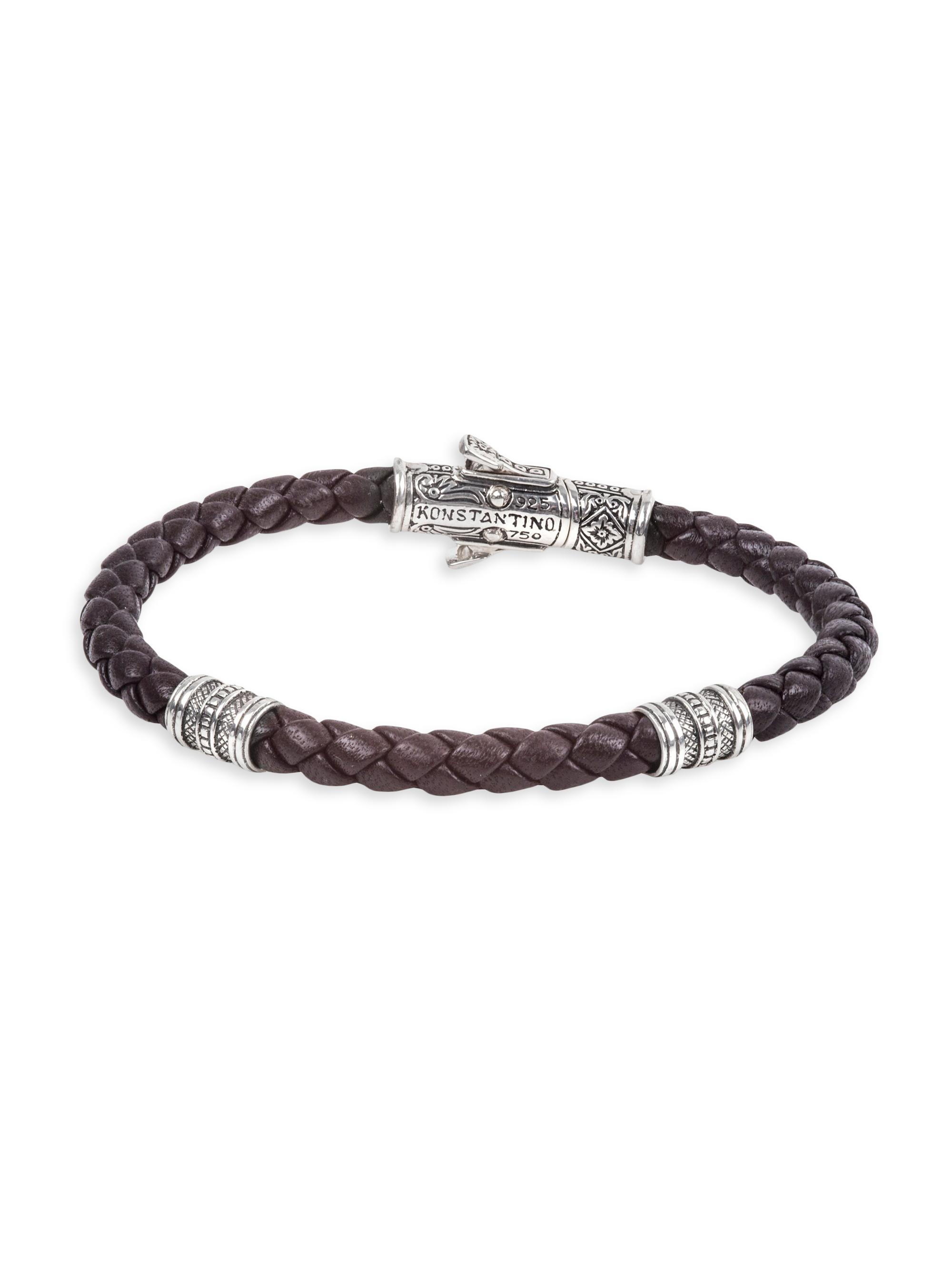 Konstantino Women's Perseus Sterling Silver & Brown Leather Bracelet