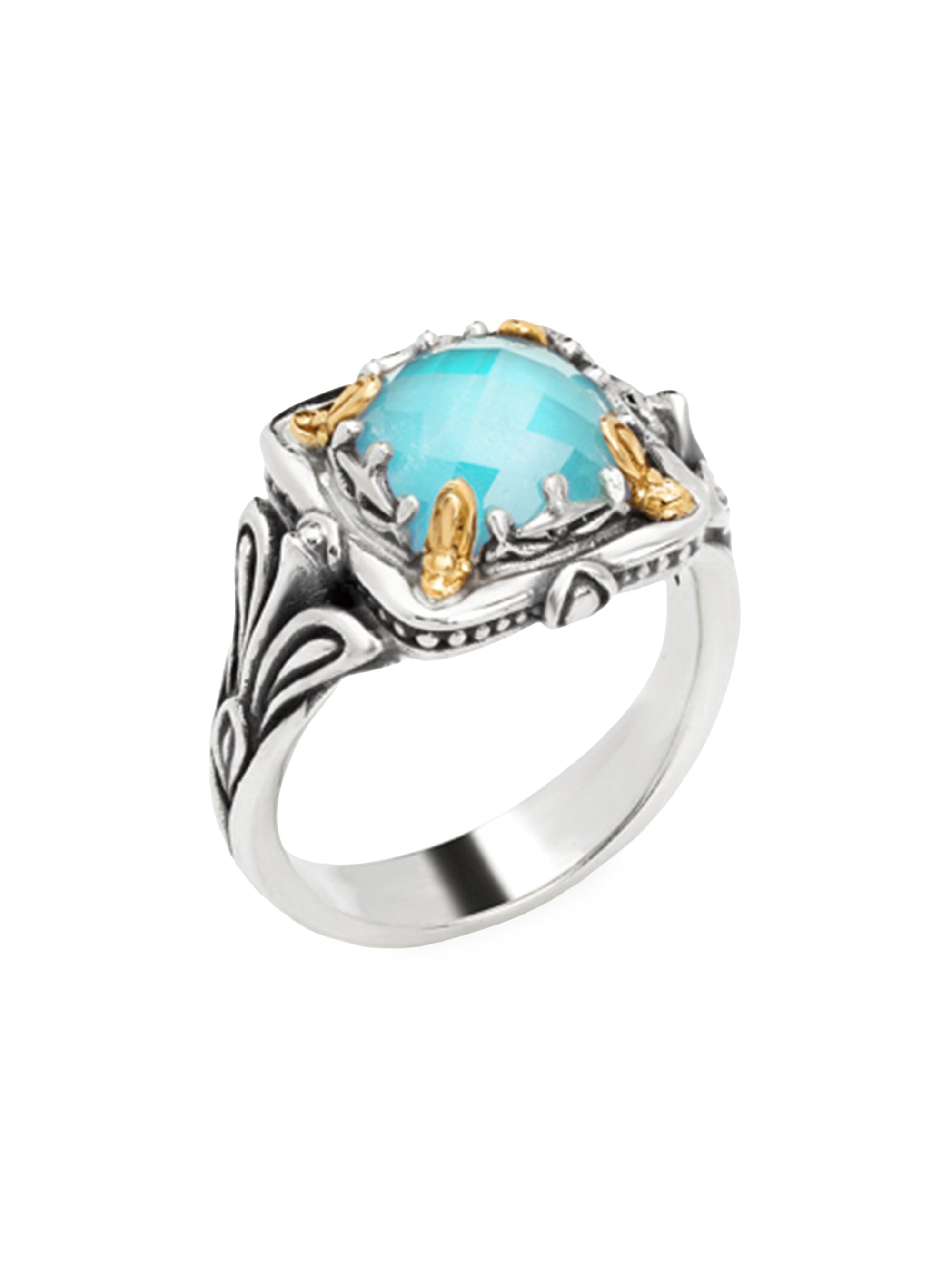Konstantino Women's Azura Silver, 18K Gold & Turquoise Doublet Ring