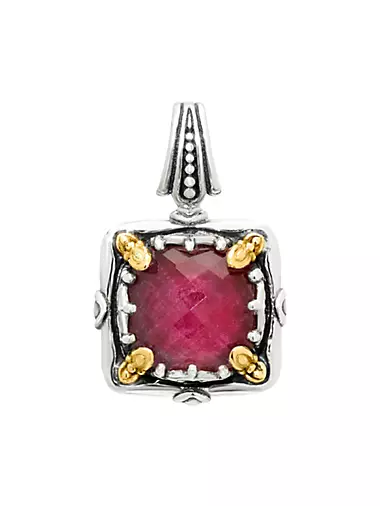 Heirloom Sterling Silver, 18K Yellow Gold & Ruby Doublet Pendant
