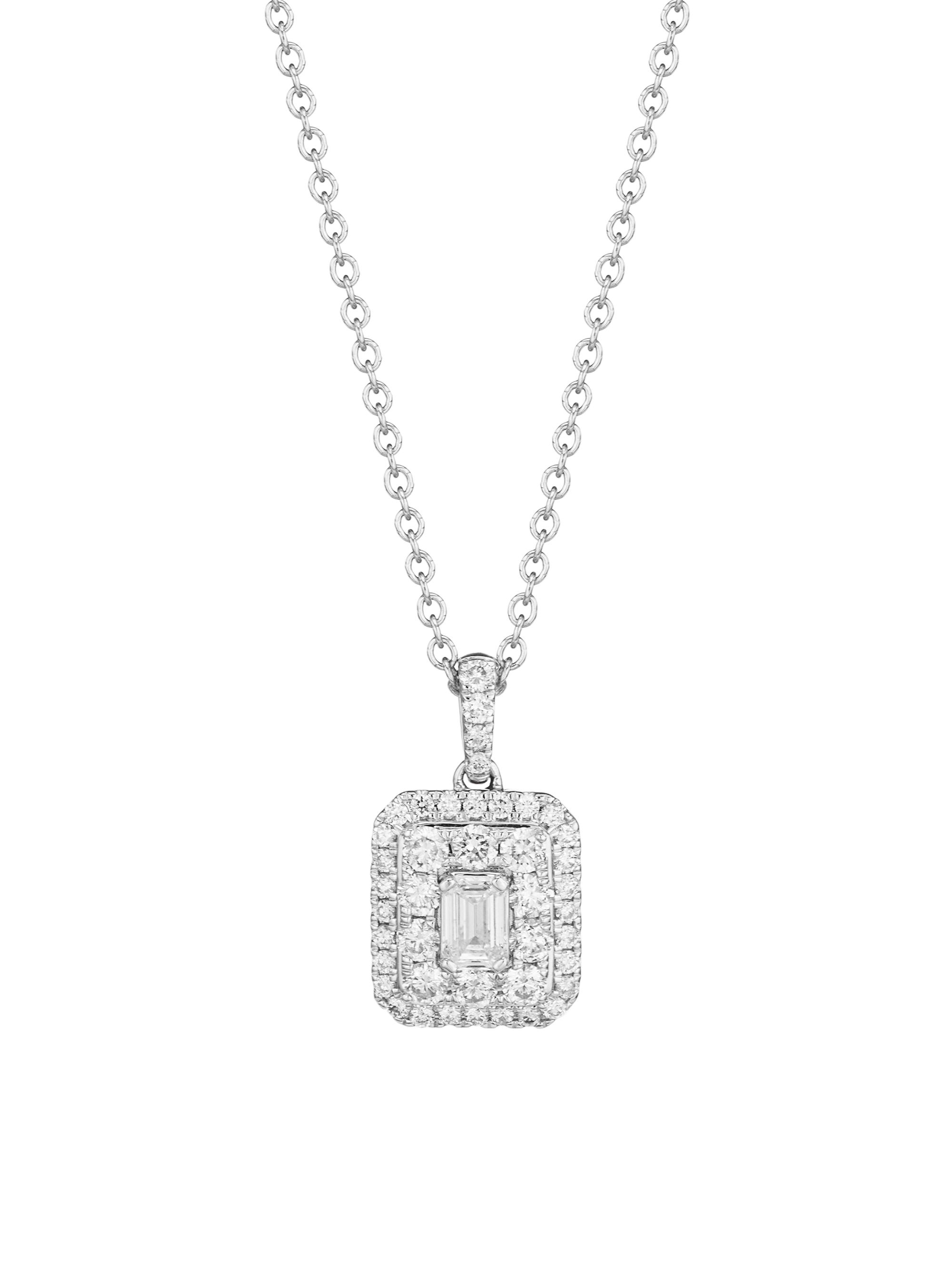 Saks Fifth Avenue Collection Women's 14K White Gold & 1 TCW Diamond Cushion Pendant Necklace