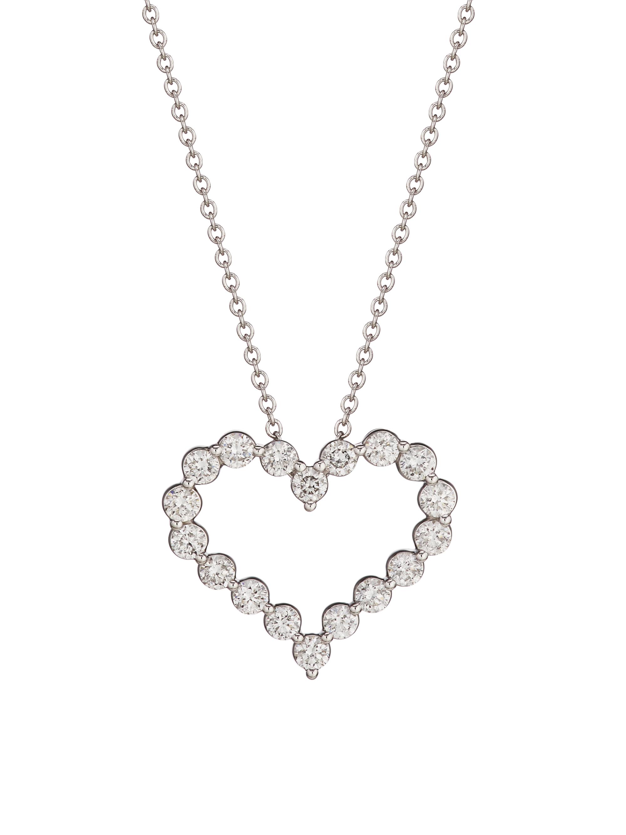 Saks Fifth Avenue Collection Women's 14K White Gold & 2 TCW Diamond Open Heart Pendant Necklace - White Gold