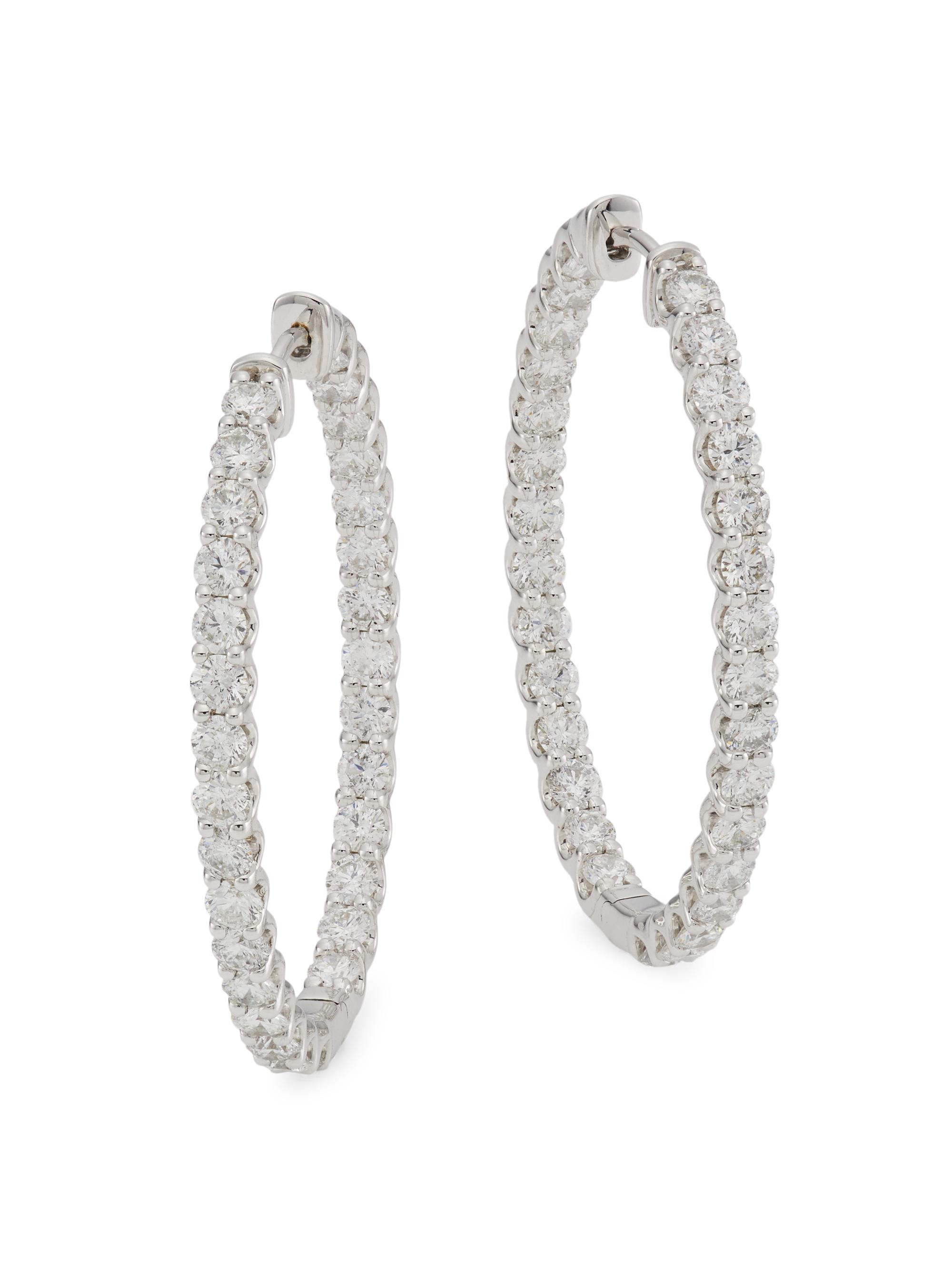 Saks Fifth Avenue Collection Women's 14K White Gold & 4 TCW Diamond Inside-Out Hoop Earrings - White Gold