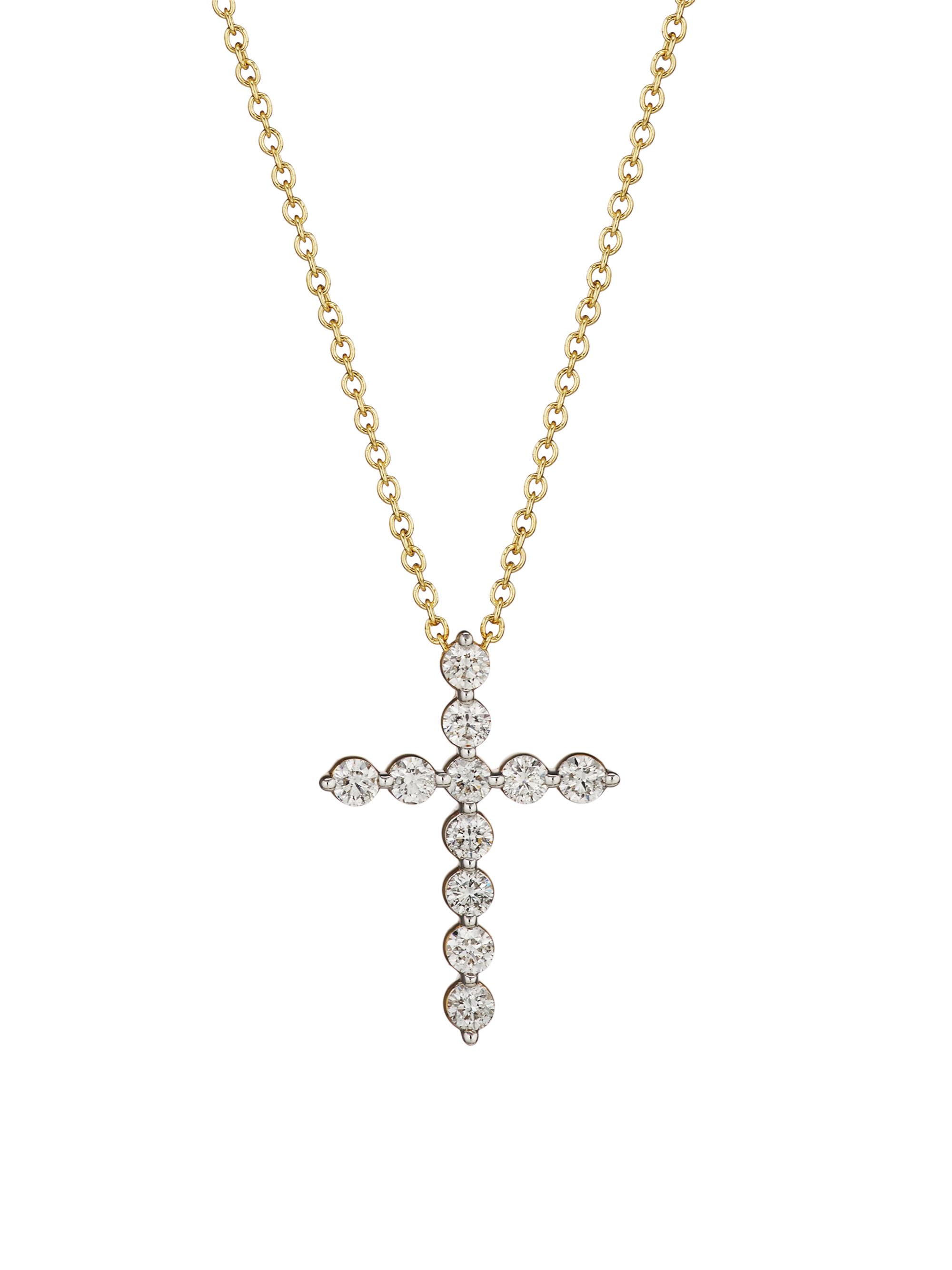 Saks Fifth Avenue Collection Women's 14K Yellow Gold & 1 TCW Diamond Cross Pendant Necklace - Gold