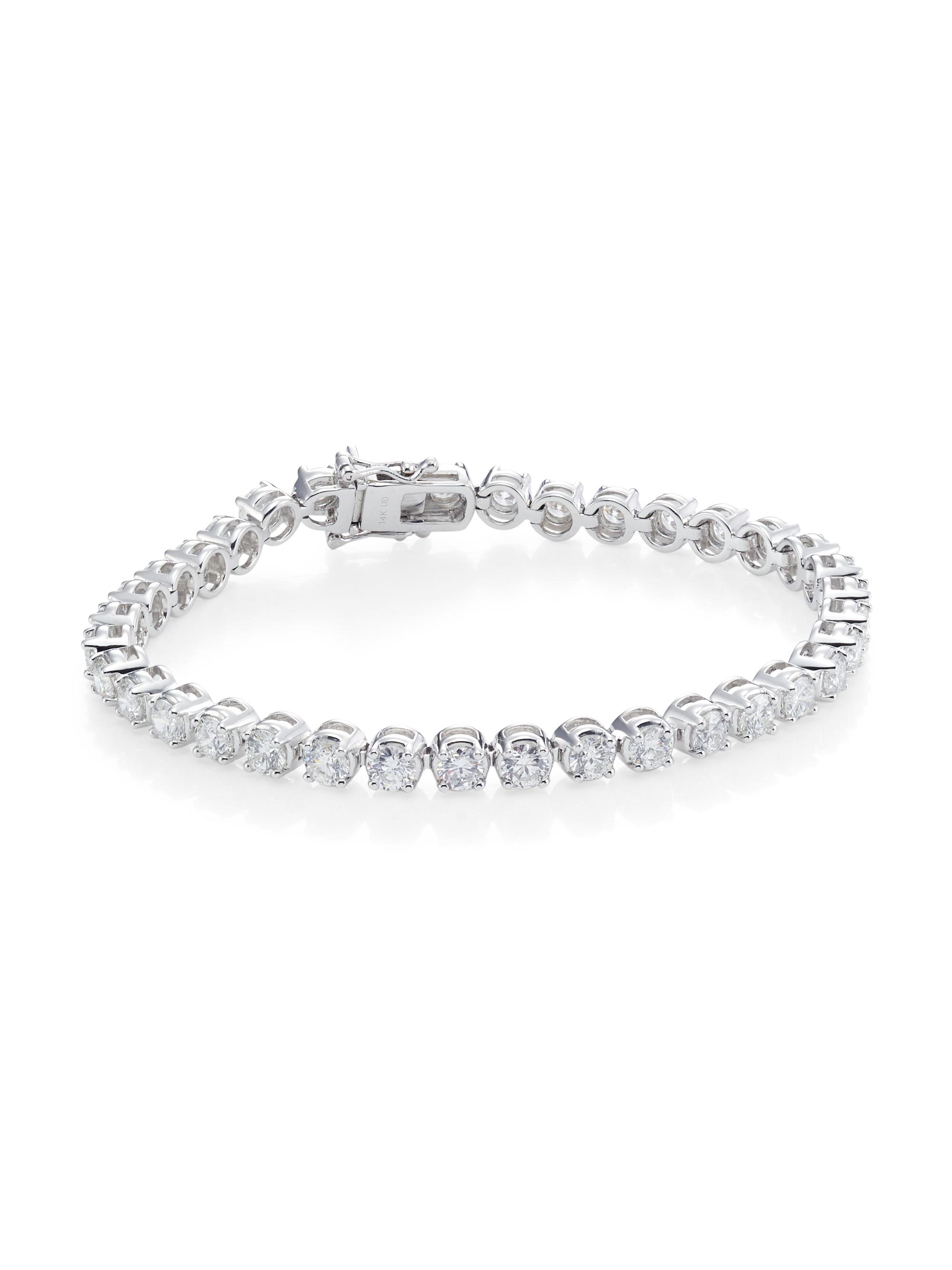 Saks Fifth Avenue Collection Women's 14K White Gold & 8.12 TCW Diamond Prong-Set Tennis Bracelet - White Gold