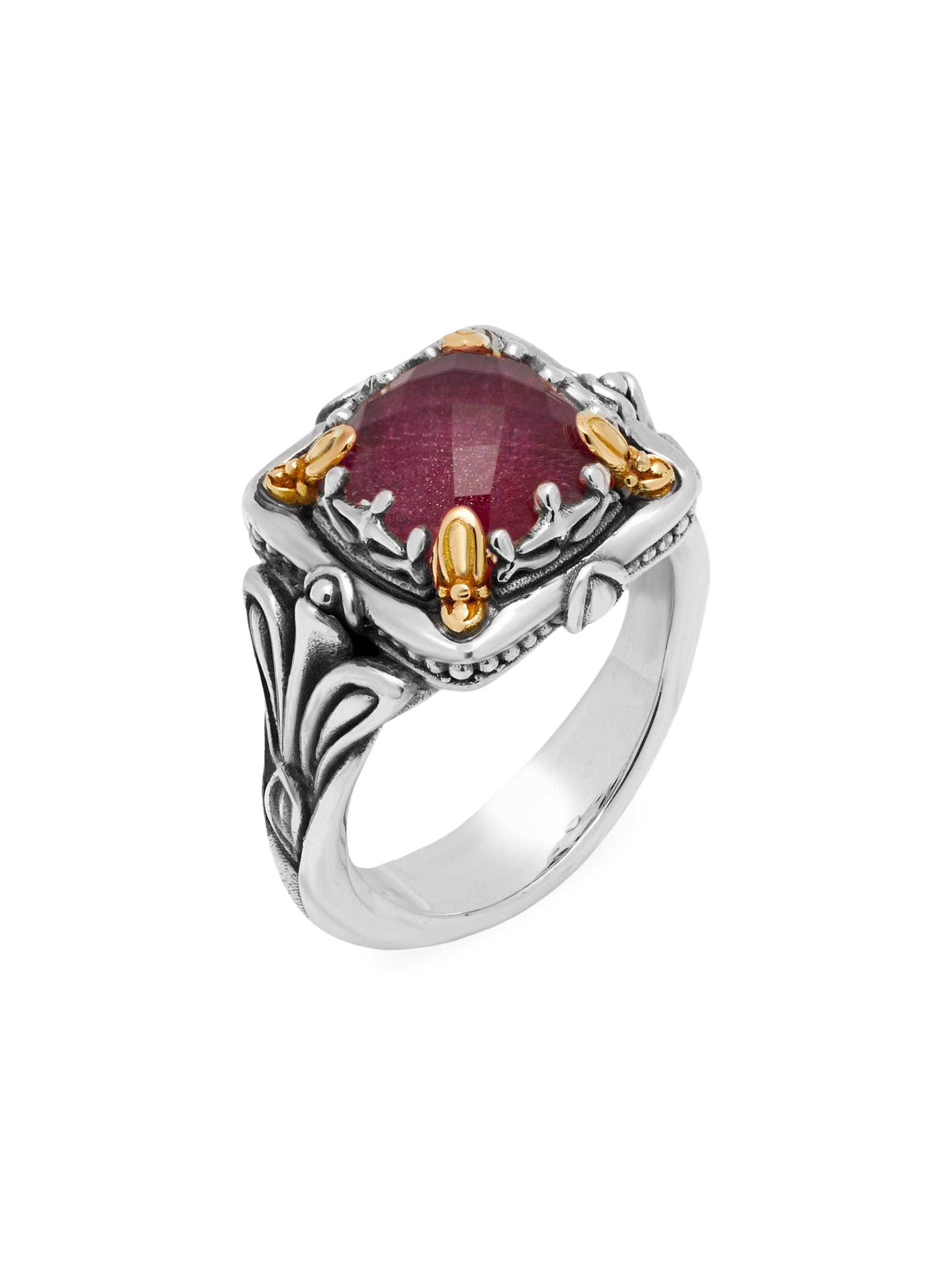 Konstantino Women's Alcea Sterling Silver, 18K Yellow Gold & Ruby Doublet Ring