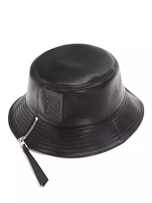 Loewe Black Leather Bucket Hat for Men