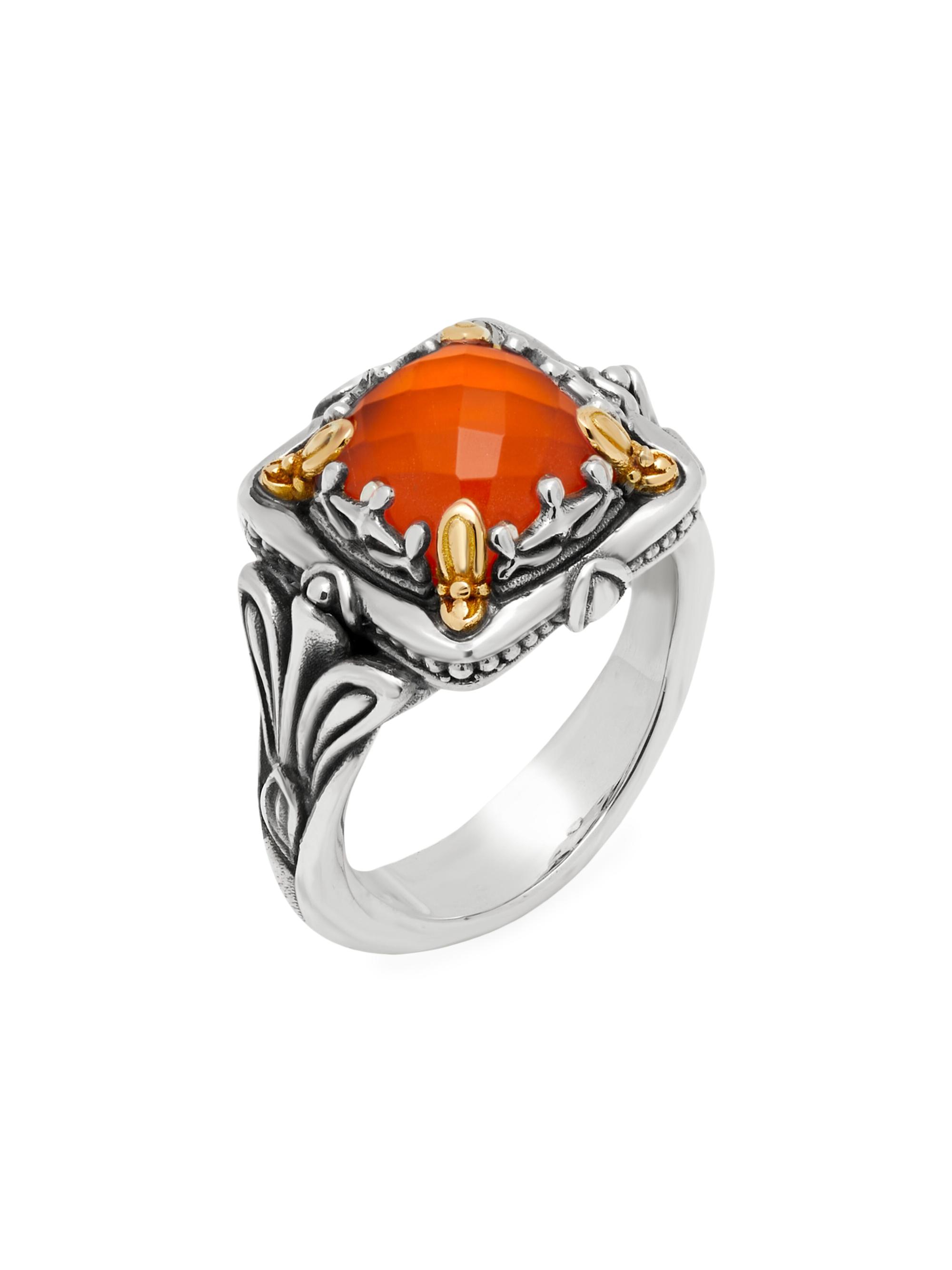 Konstantino Women's Scion Sterling Silver, 18K Yellow Gold & Carnelian Doublet Ring