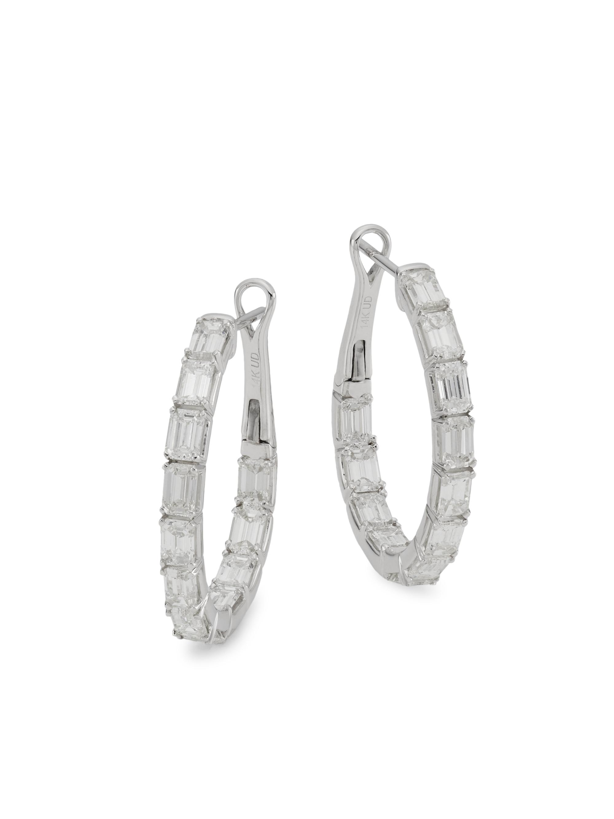 Saks Fifth Avenue Collection Women's 14K White Gold & 4 TCW Diamond Inside-Out Hoop Earrings - White Gold