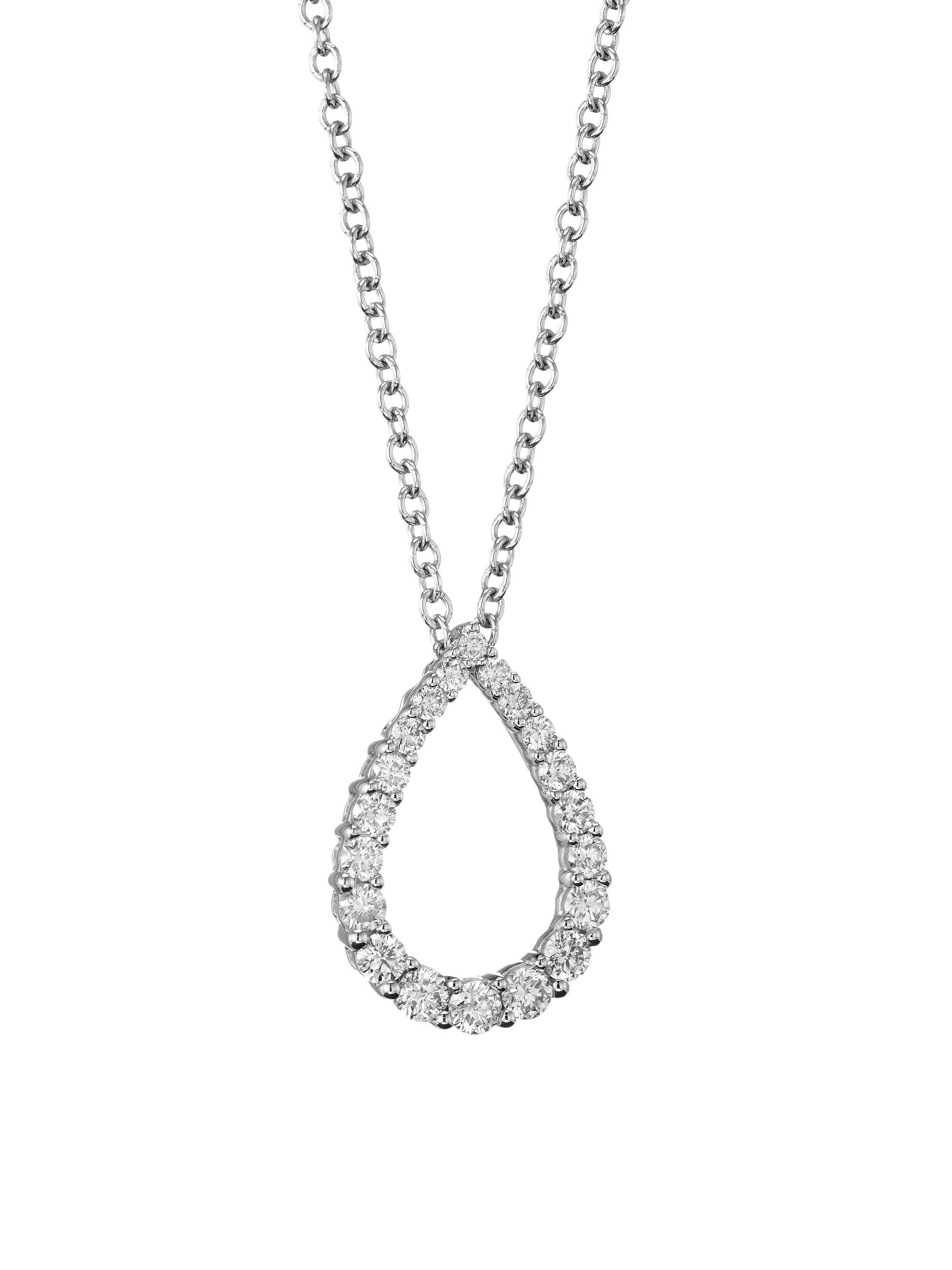 Saks Fifth Avenue Collection Women's 14K White Gold & 0.50 TCW Diamond Teardrop Pendant Necklace