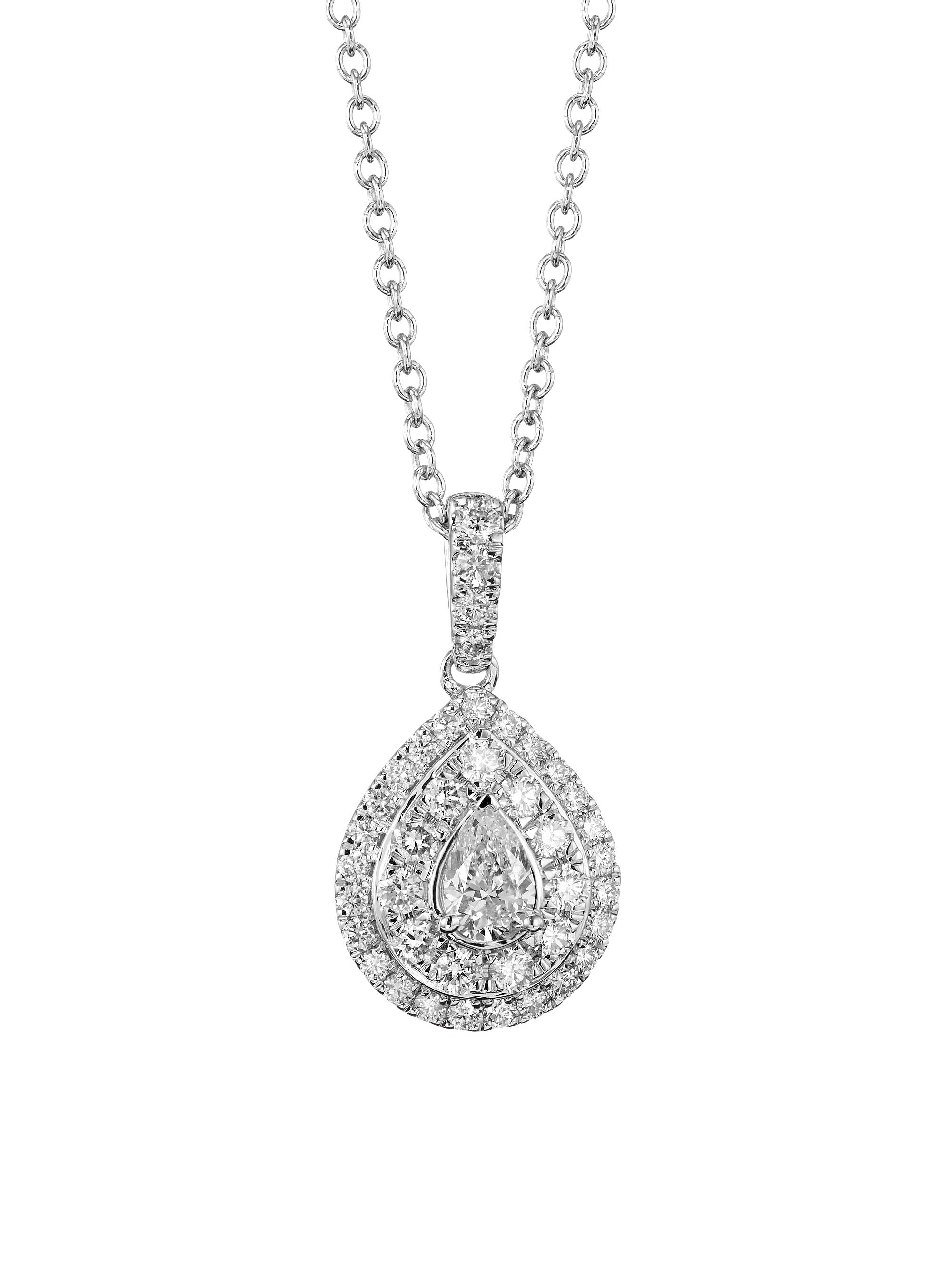 Saks Fifth Avenue Collection Women's 14K White Gold & 1.00 TCW Diamond Teardrop Pendant Necklace