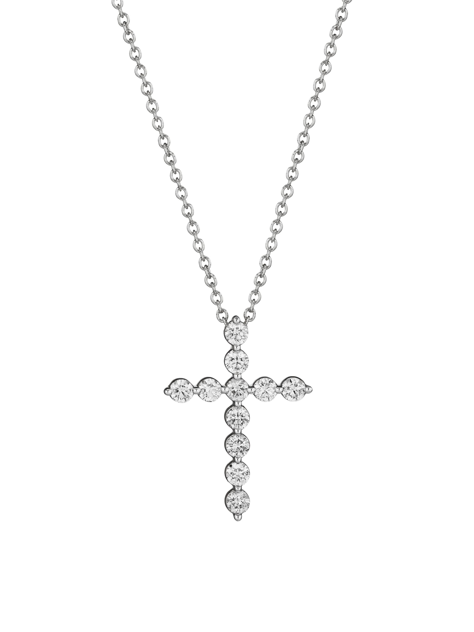 Saks Fifth Avenue Collection Women's 14K White Gold & 1 TCW Diamond Cross Pendant Necklace - White Gold