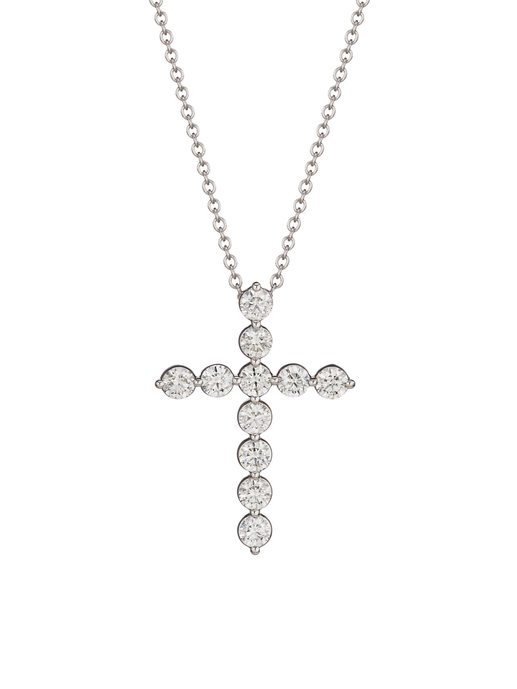 Saks Fifth Avenue Collection Women's 14K White Gold & 2 TCW Diamond Cross Pendant Necklace - White Gold