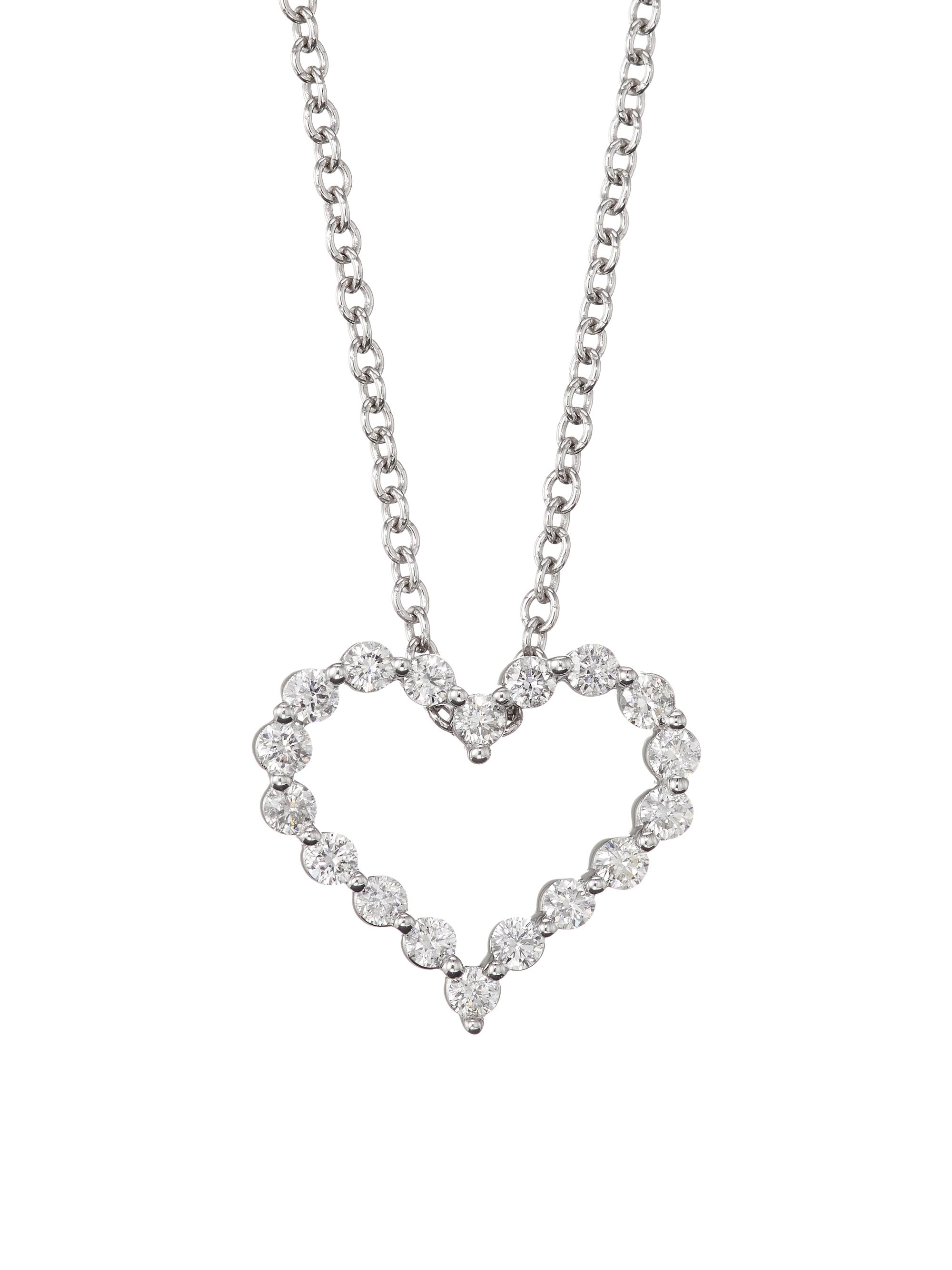 Saks Fifth Avenue Collection Women's 14K White Gold & 0.5 TCW Diamond Open Heart Pendant Necklace