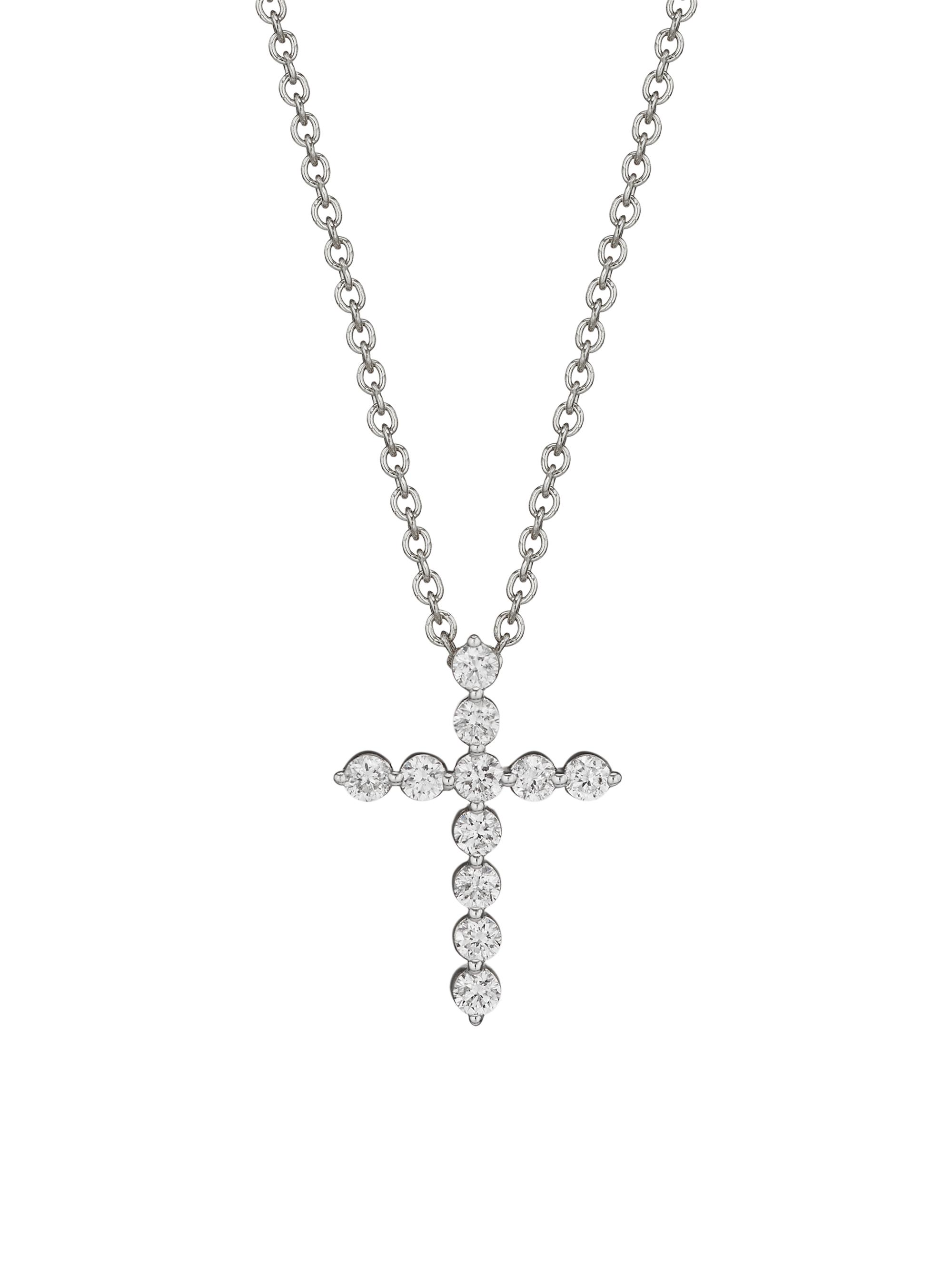 Saks Fifth Avenue Collection Women's 14K White Gold & 0.50 TCW Diamond Cross Pendant Necklace - White Gold