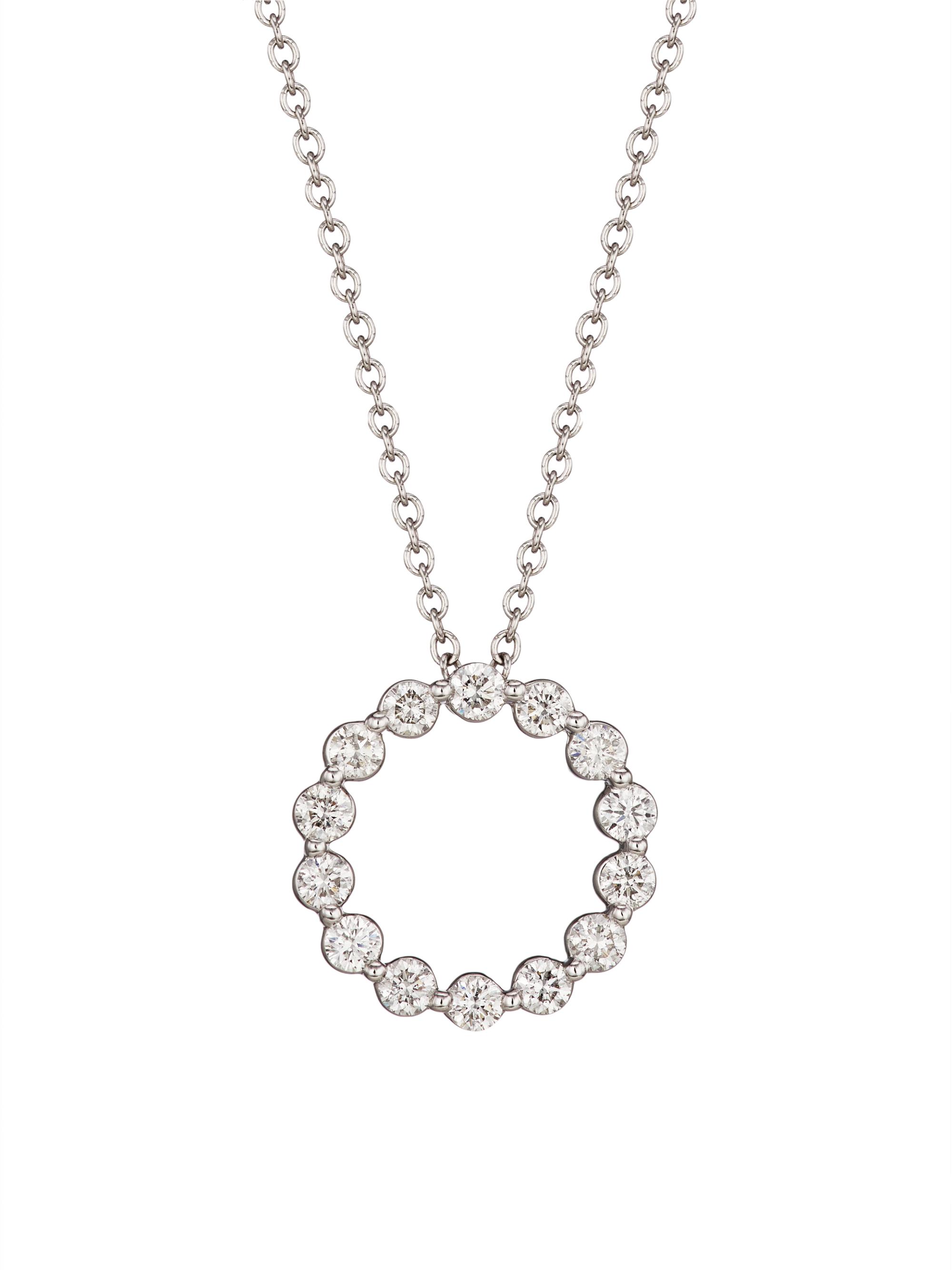 Saks Fifth Avenue Collection Women's 14K White Gold & 1 TCW Diamond Hoop Pendant Necklace - White Gold
