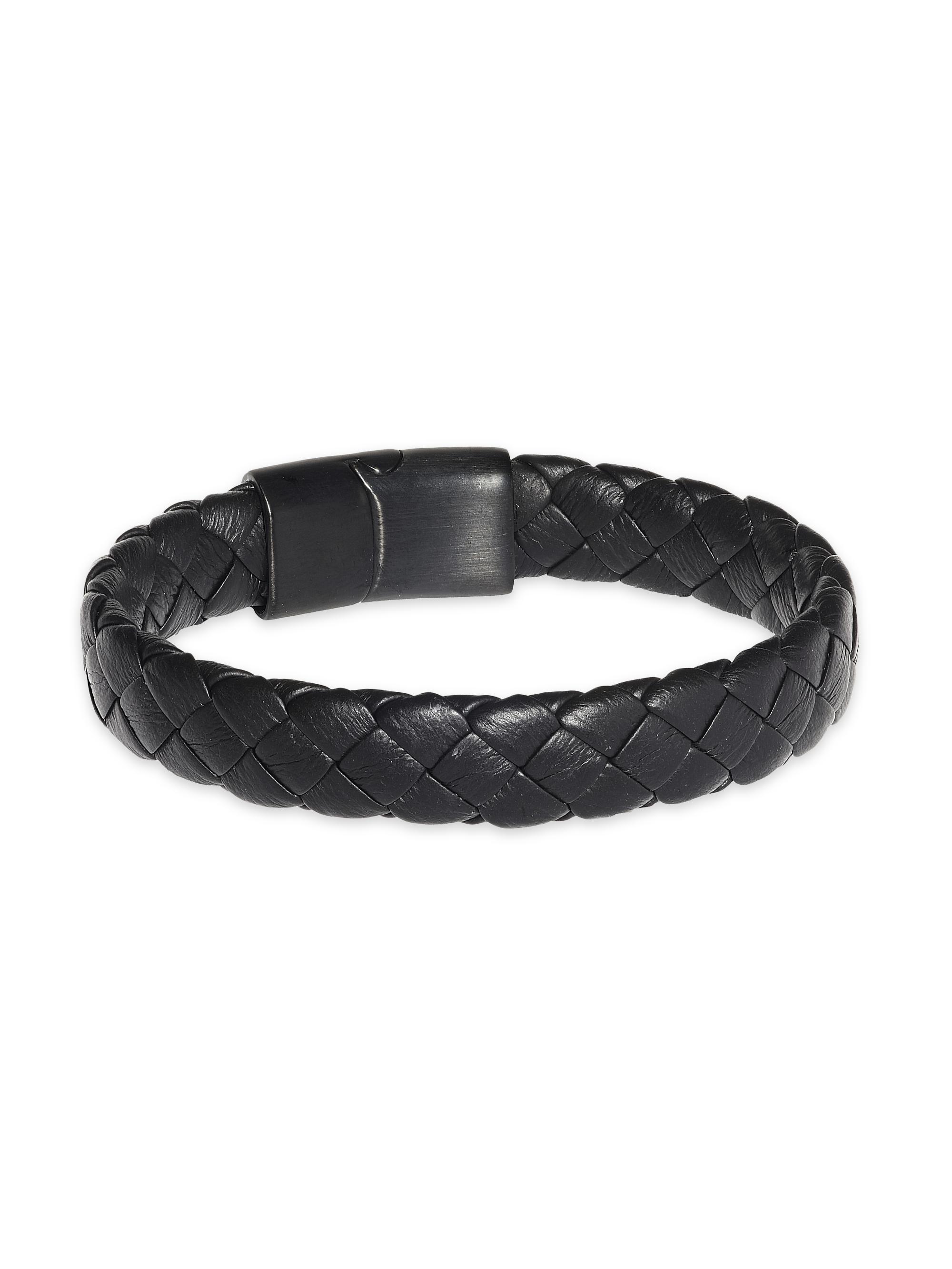 Link Up Men's Braided Leather Bracelet