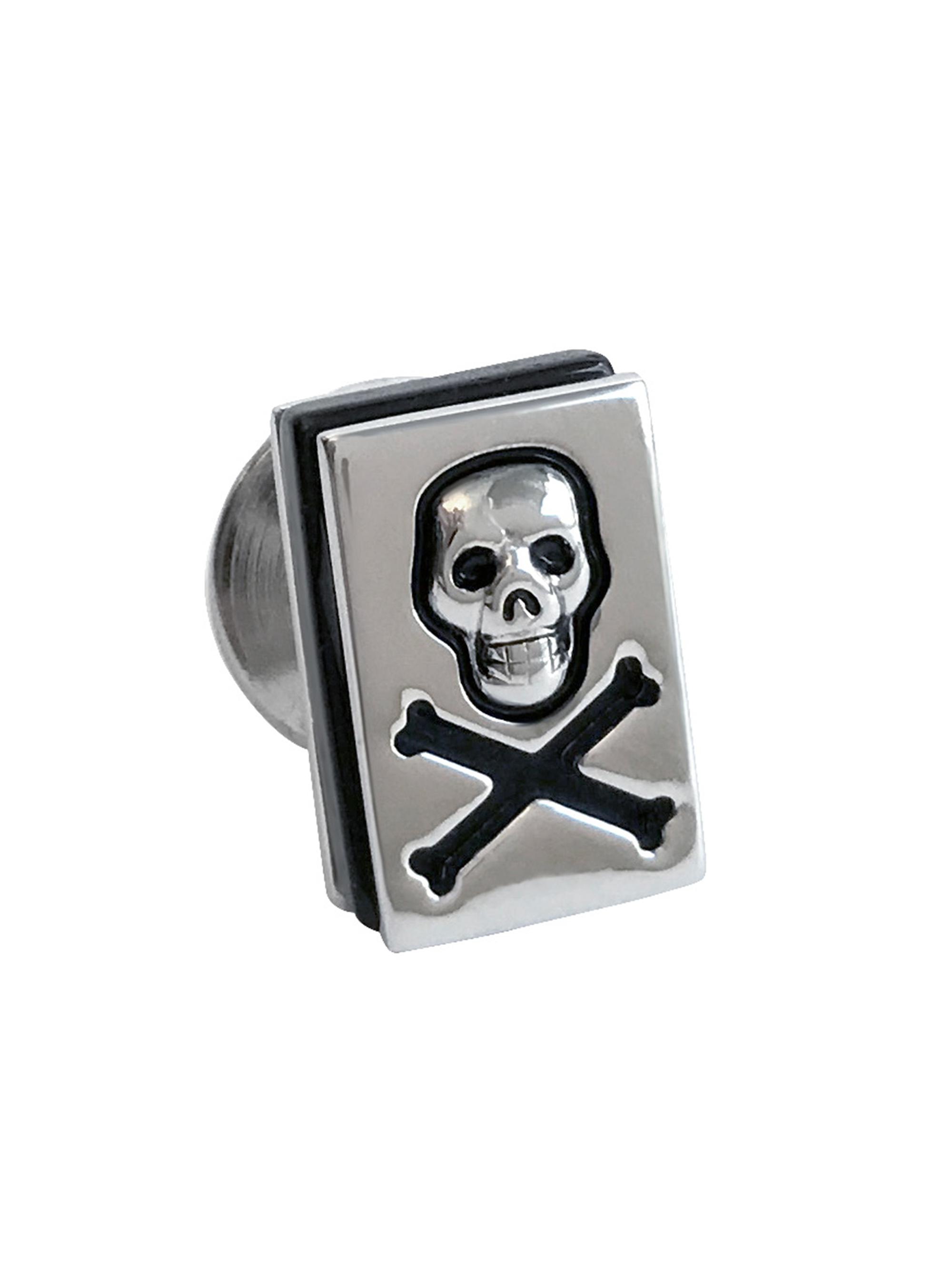 Jan Leslie Men's Skull & Crossbones Rhodium-Plated Lapel Pin