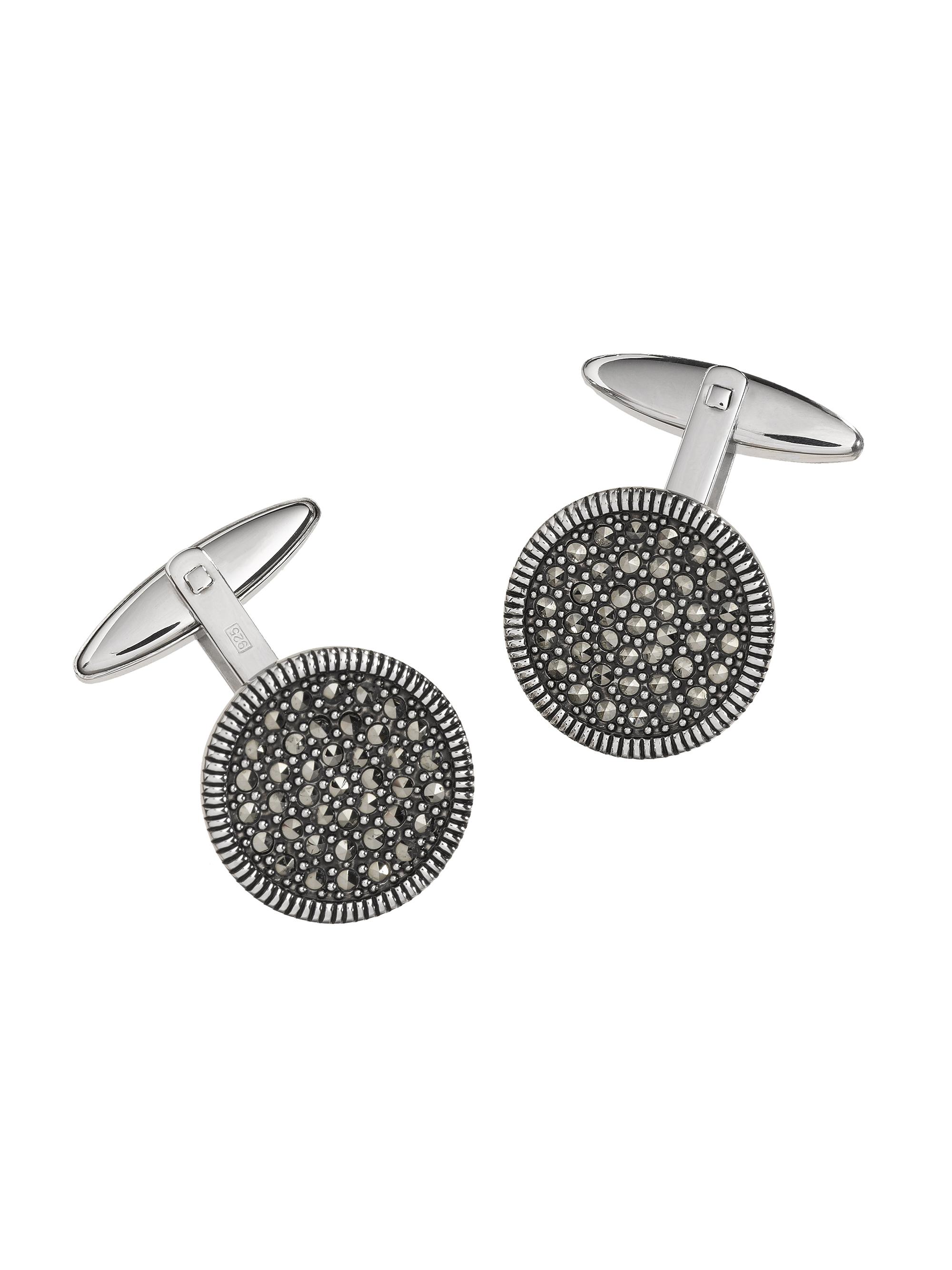 Jan Leslie Men's Round Marcasite Cufflinks