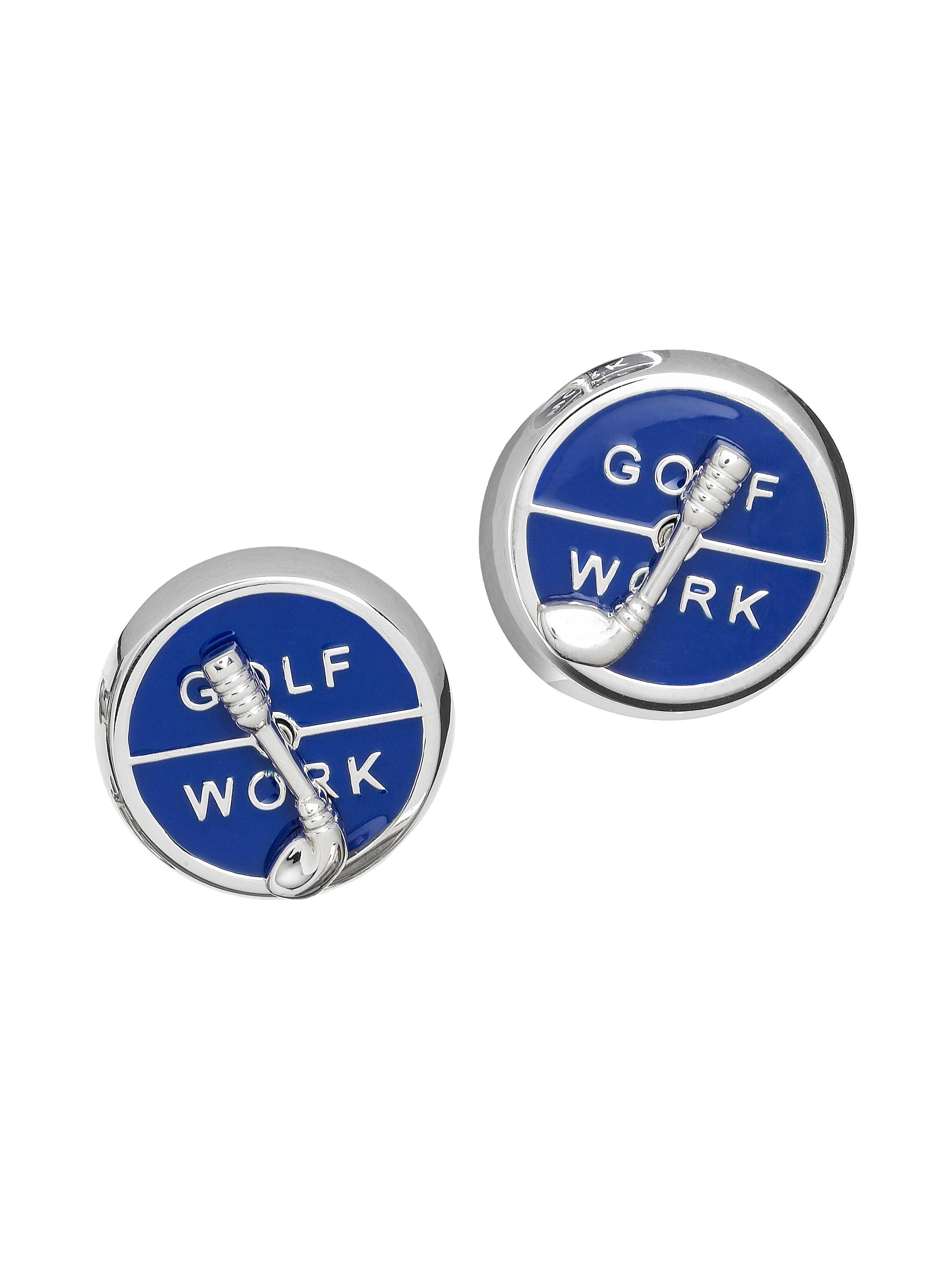 Jan Leslie Men's Work Or Golf Rhodium-Plated Enamel Cufflinks