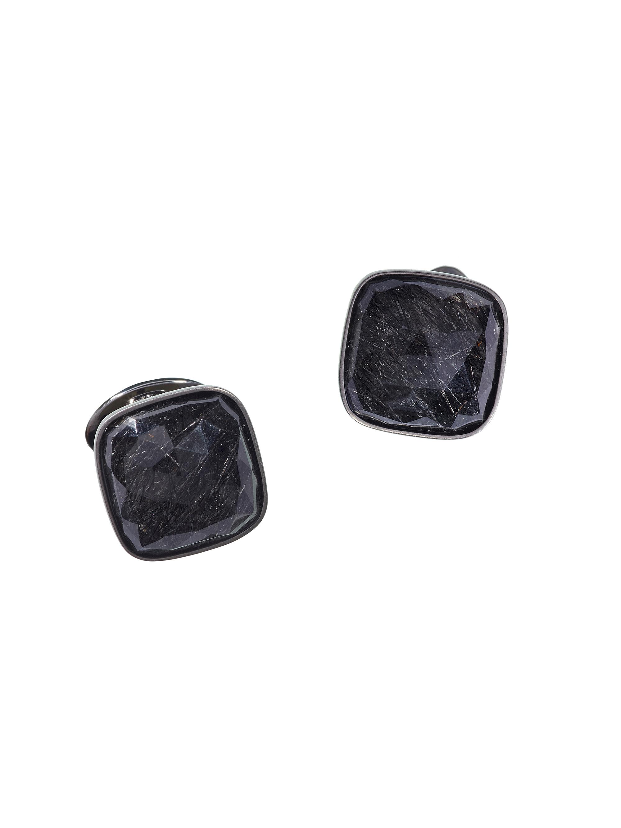Jan Leslie Men's Ruthenium & Faceted Rutilated Quartz Cufflinks