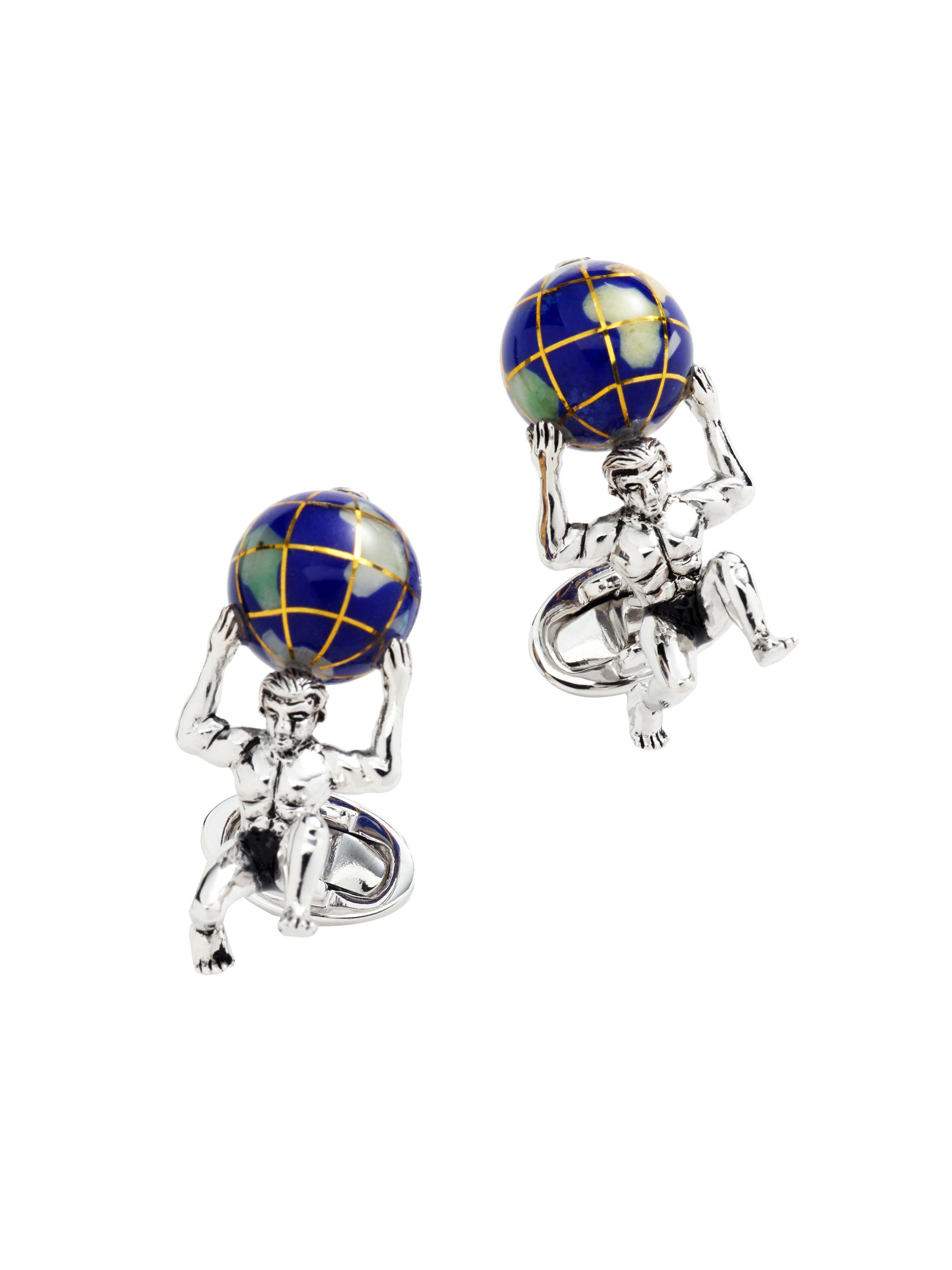 Jan Leslie Men's Atlas Rhodium-Plated Semiprecious Stone Cufflinks