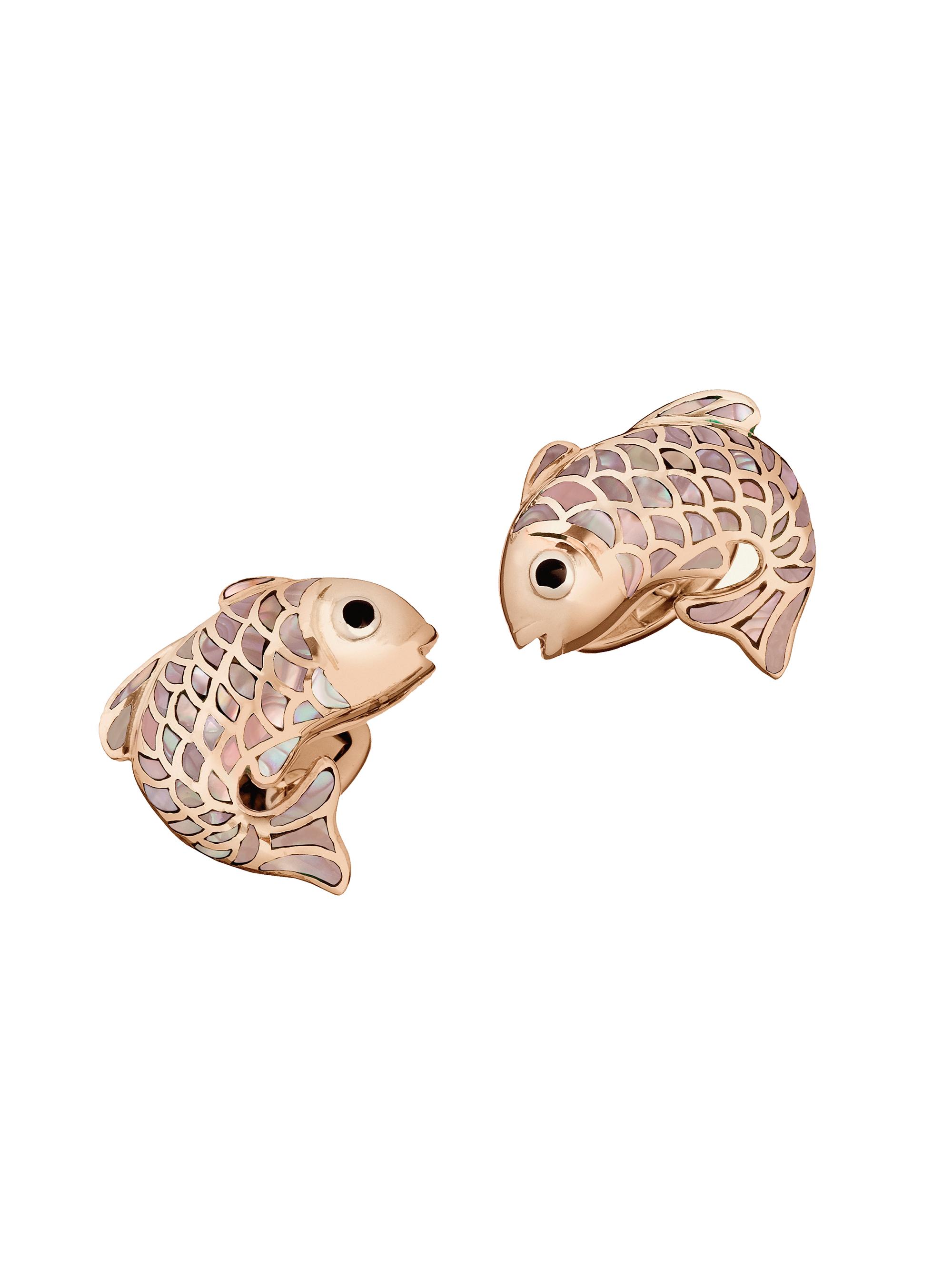 Jan Leslie Men's Koi Fish Mother-Of-Pearl Rose Goldplated Cufflinks