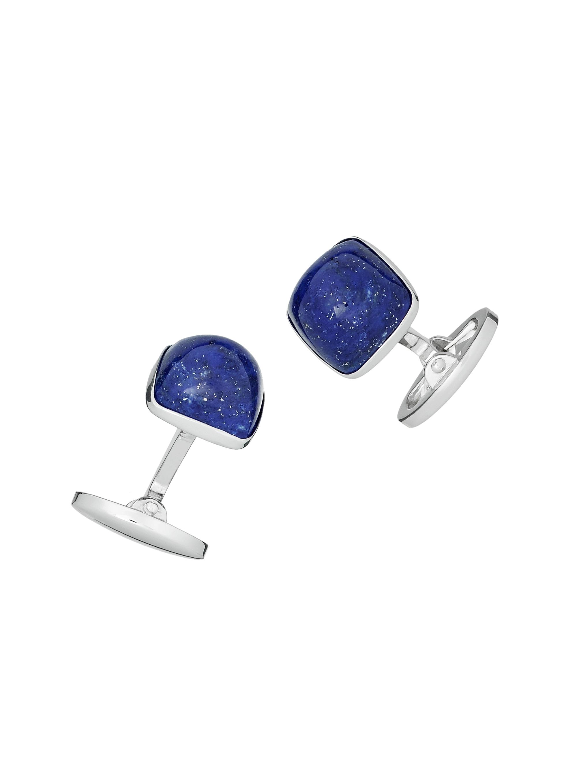 Jan Leslie Men's Domed Lapis Lazuli Rhodium-Plated Cufflinks