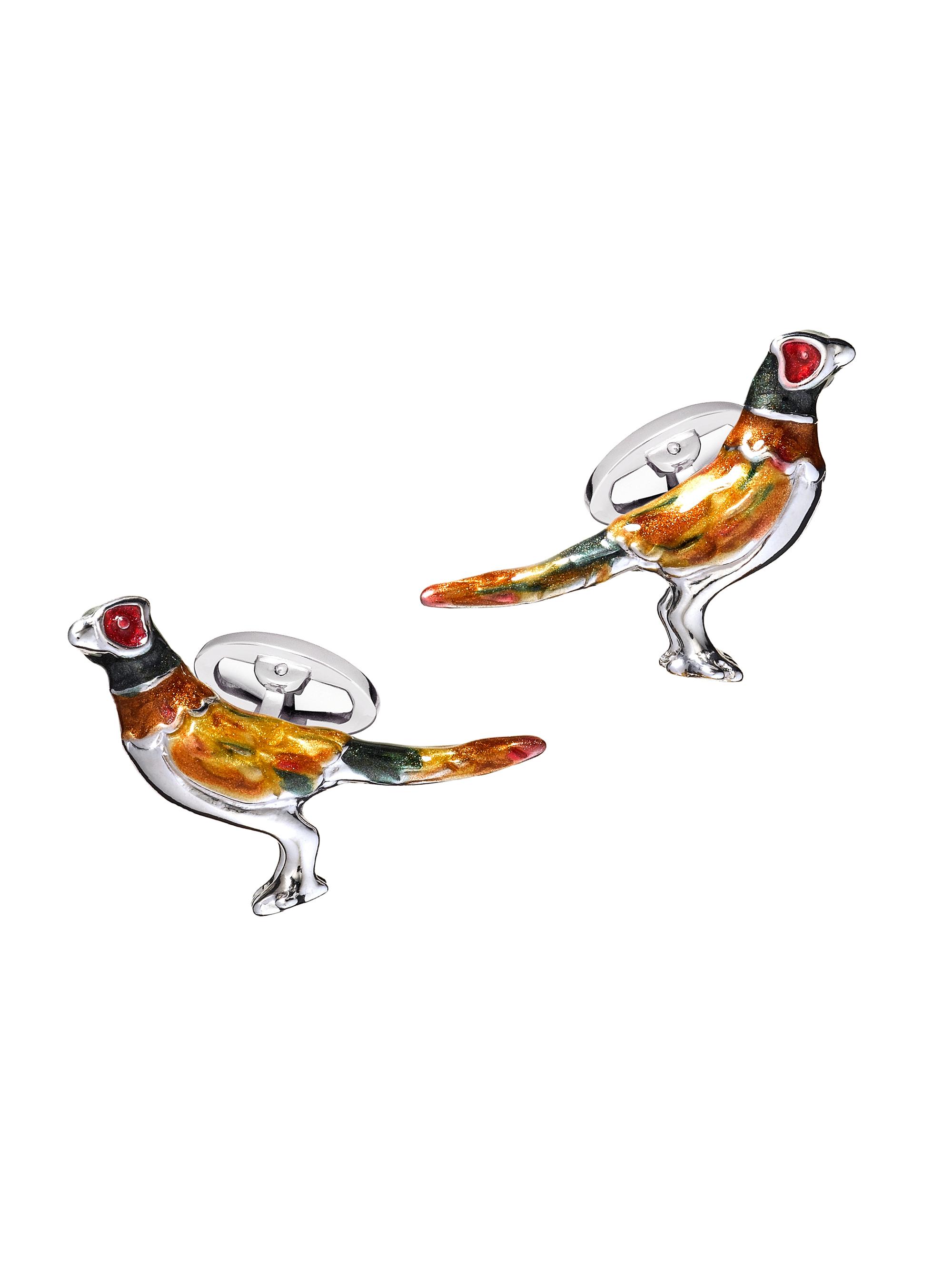 Jan Leslie Men's Sterling Silver & Enamel Pheasant Cuff Links