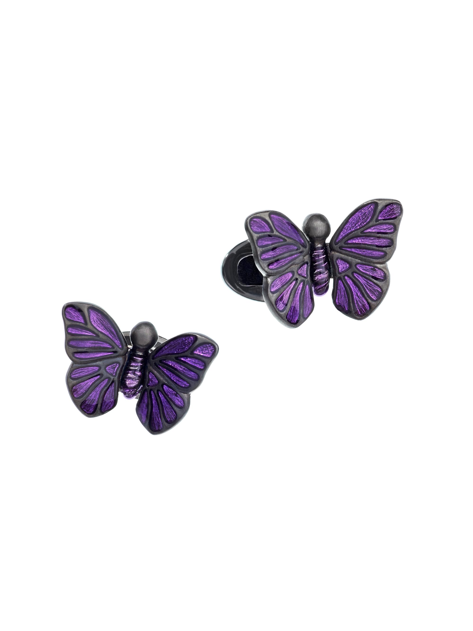 Jan Leslie Men's 925 Matte Ruthenium Butterfly Cufflinks