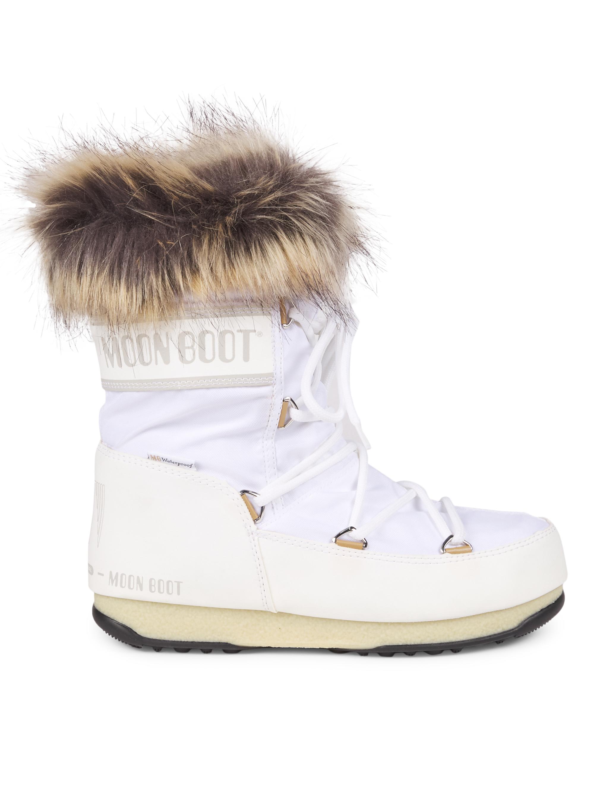 Moon Boot Monaco Faux-Fur Low Boots | Saks Fifth Avenue