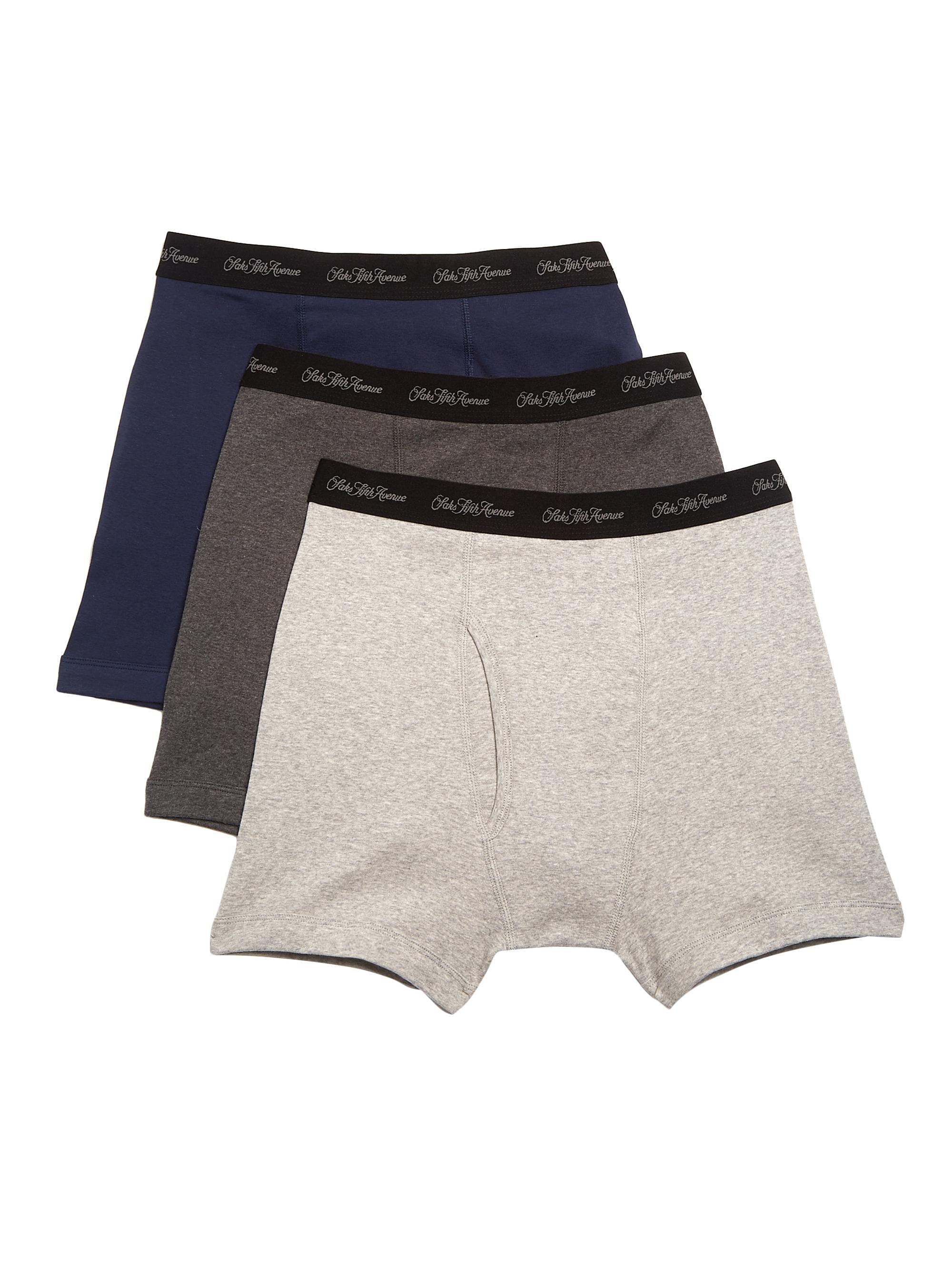 Saks Fifth Avenue Men's COLLECTION Logo Band Boxer Briefs, Pack of 3 - Grey