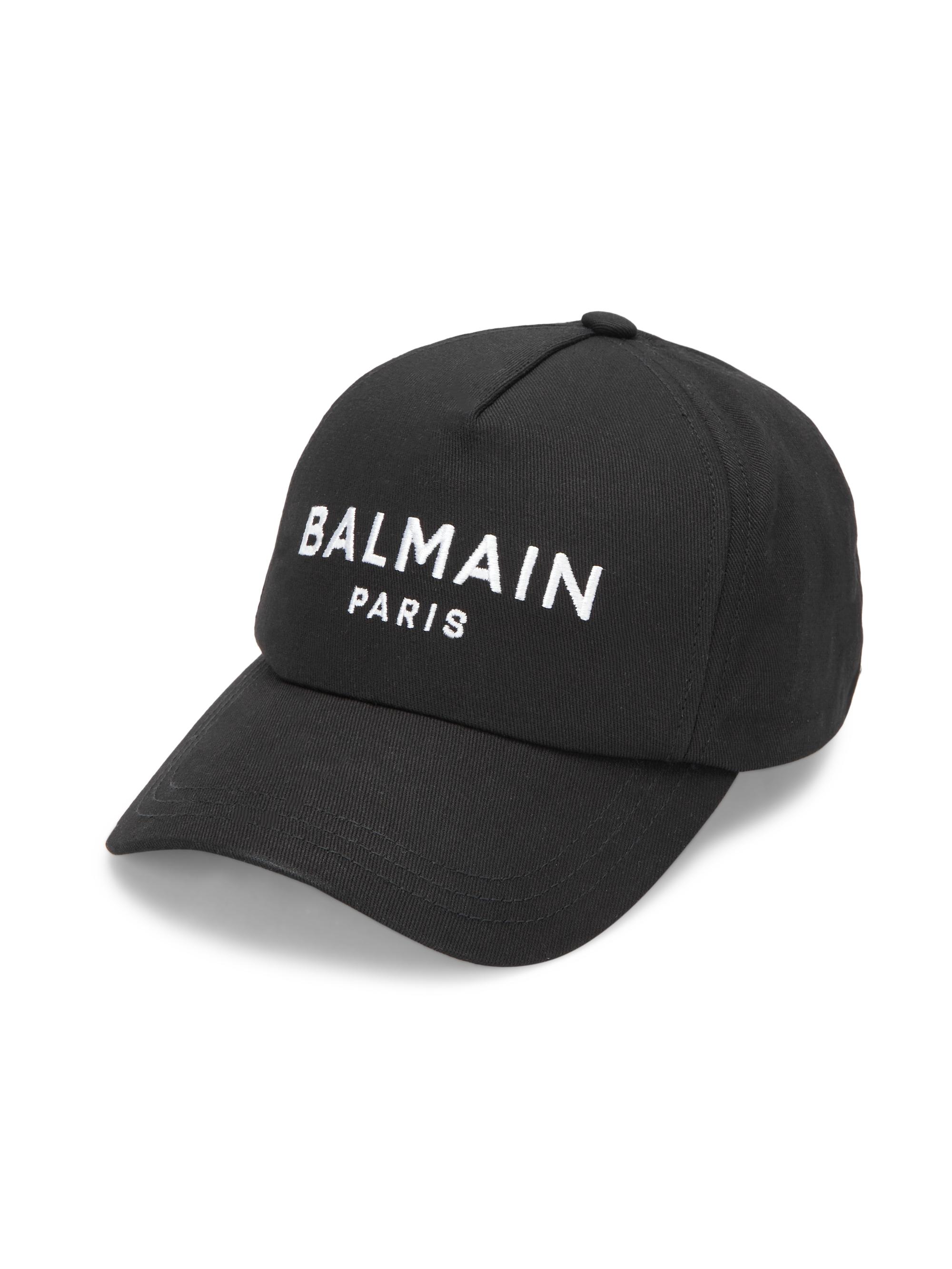 Balmain Men's Cotton Logo Baseball Cap - Black White