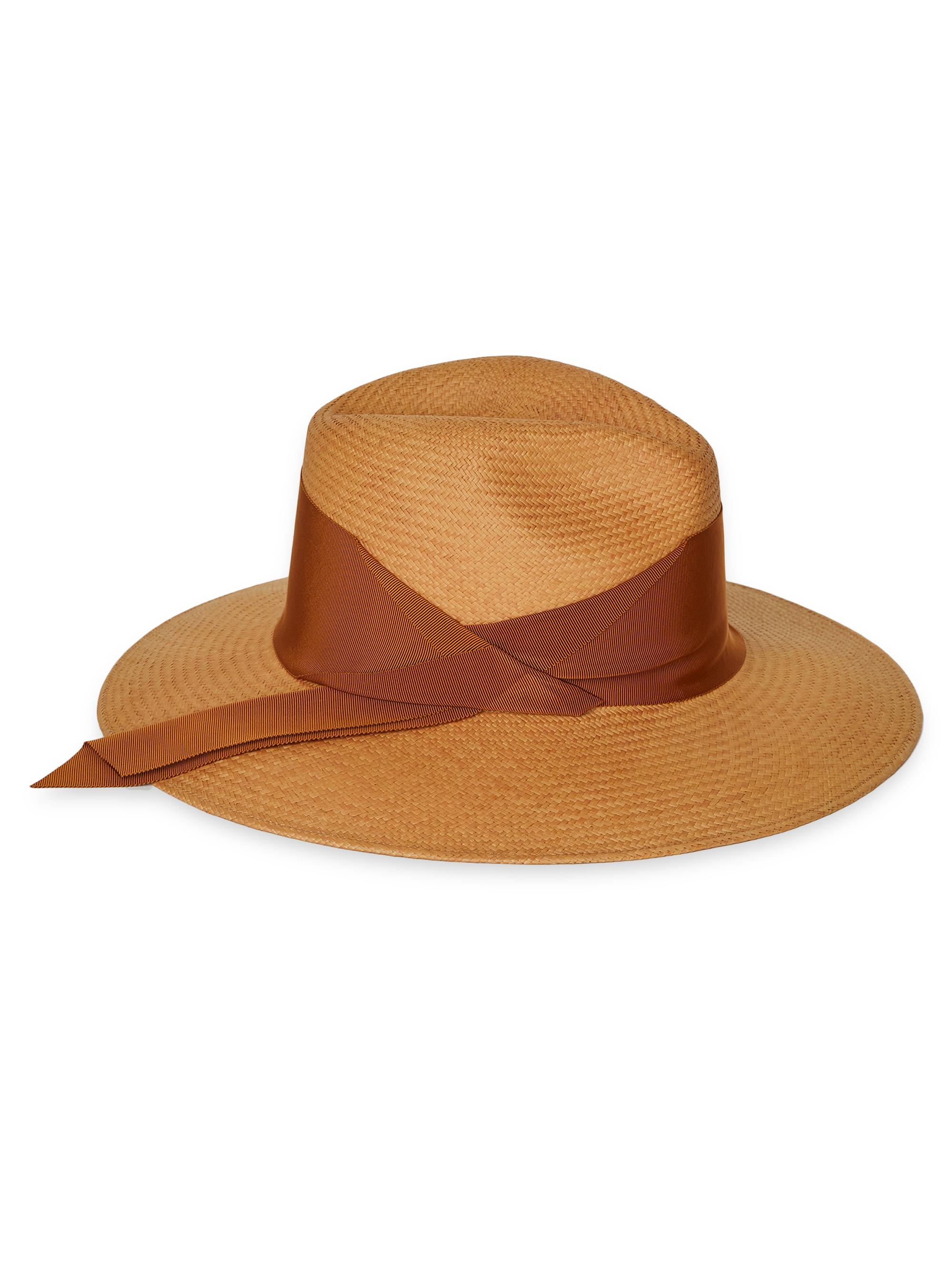 Freya Women's Gardenia Woven Straw Fedora - Natural Orange