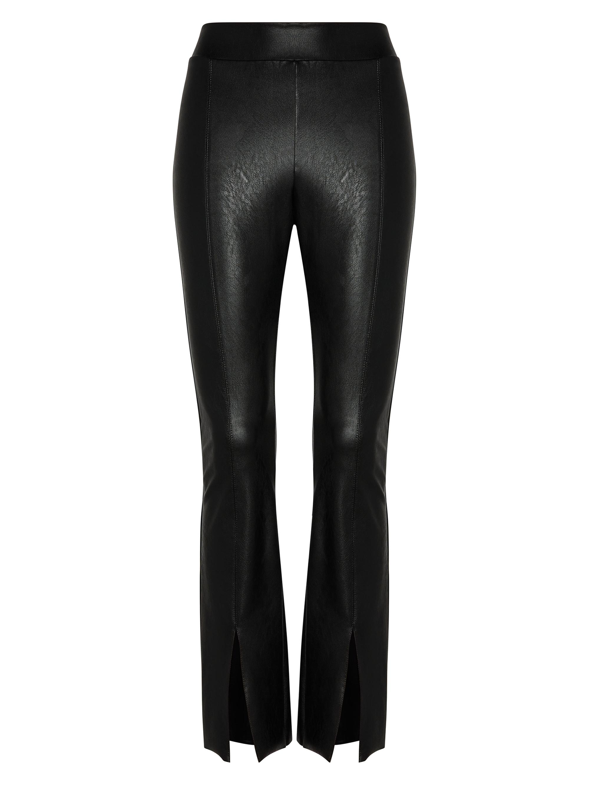 Commando Women's Mid-Rise Faux Leather Split Flared Leggings - Black