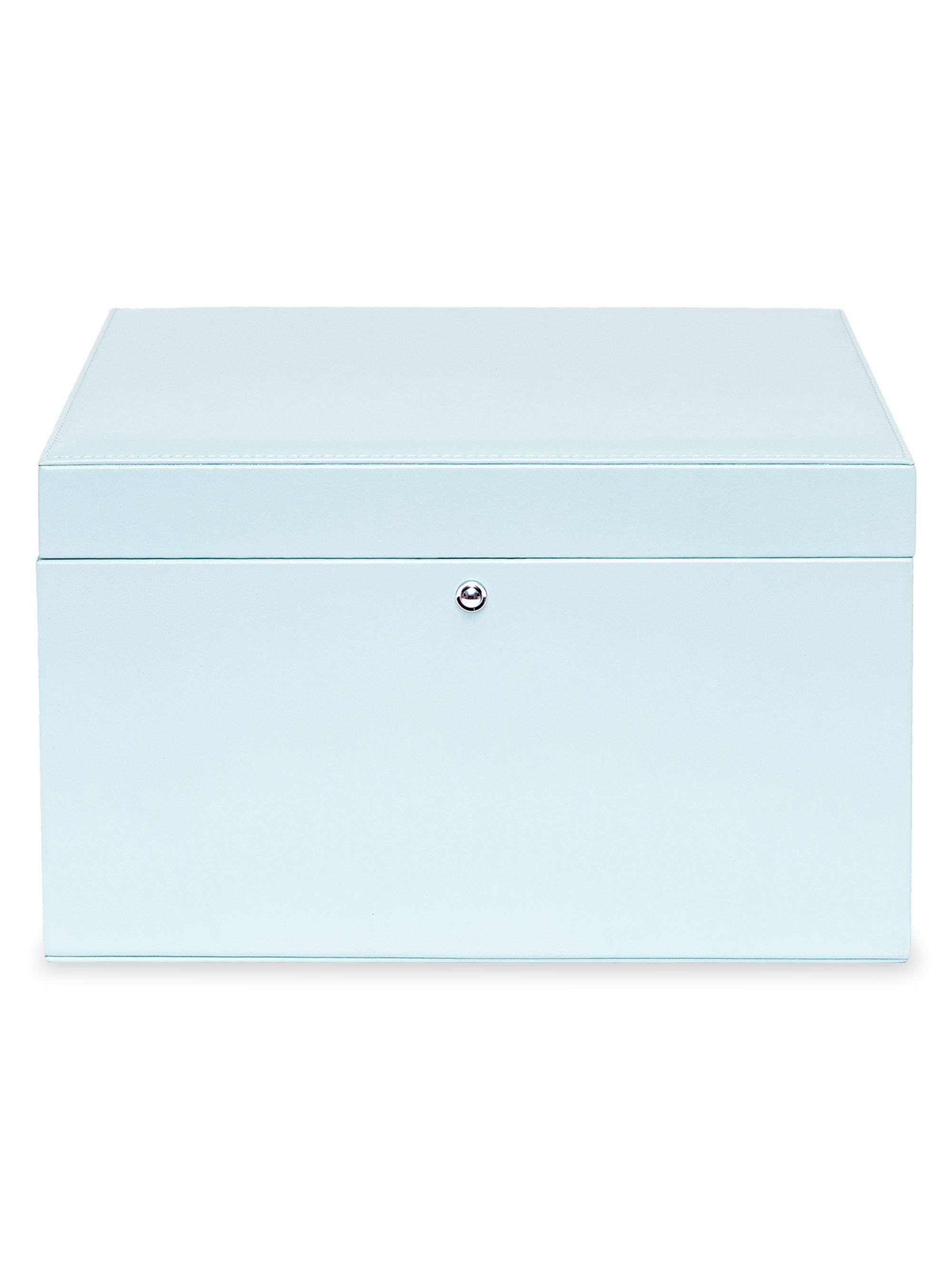 Rapport London Aura Leather & Suede Jewelry Box - Aqua Marine