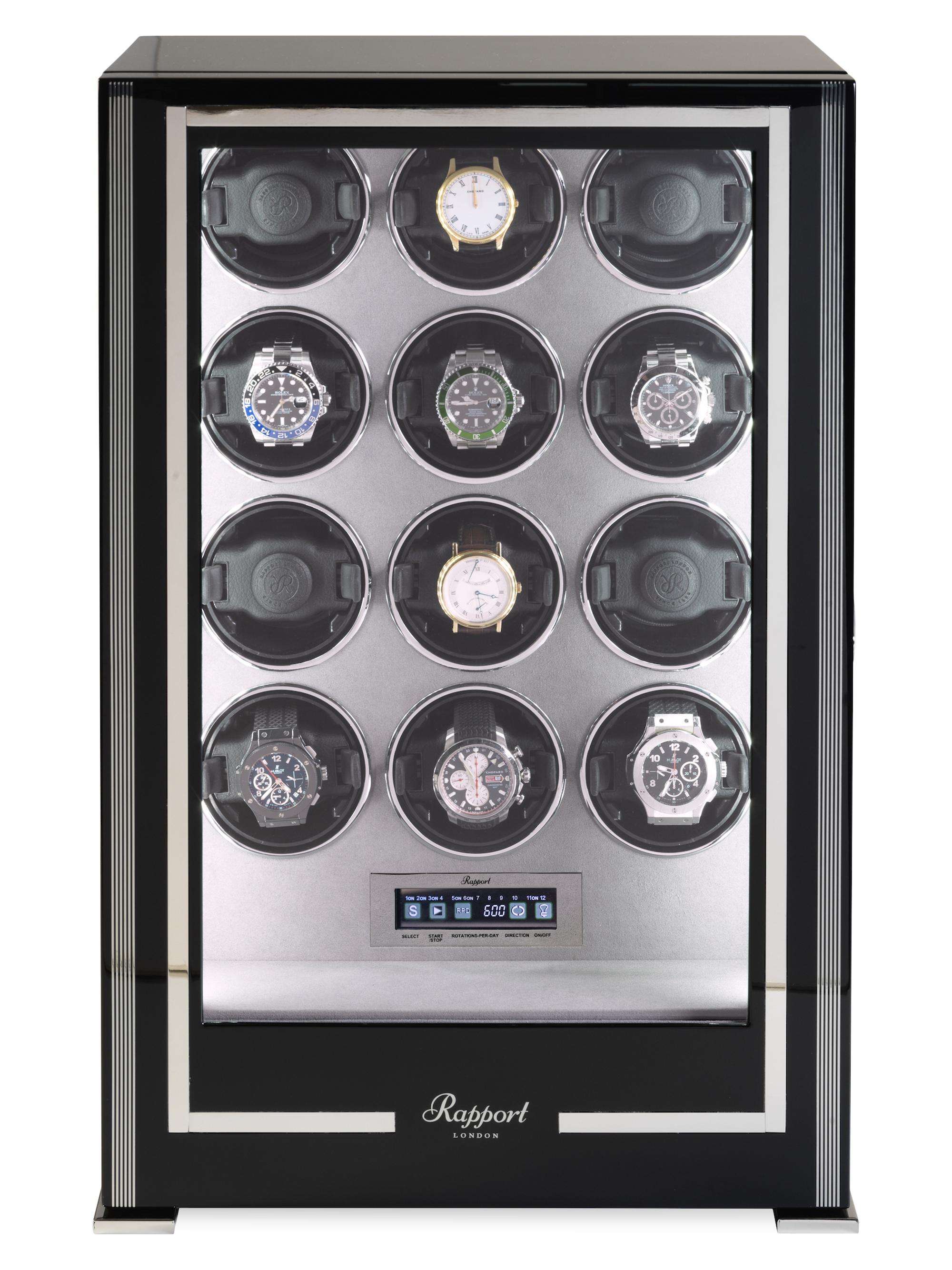 Rapport London Paramount 12-Watch Winder Storage Cabinet - Ebony