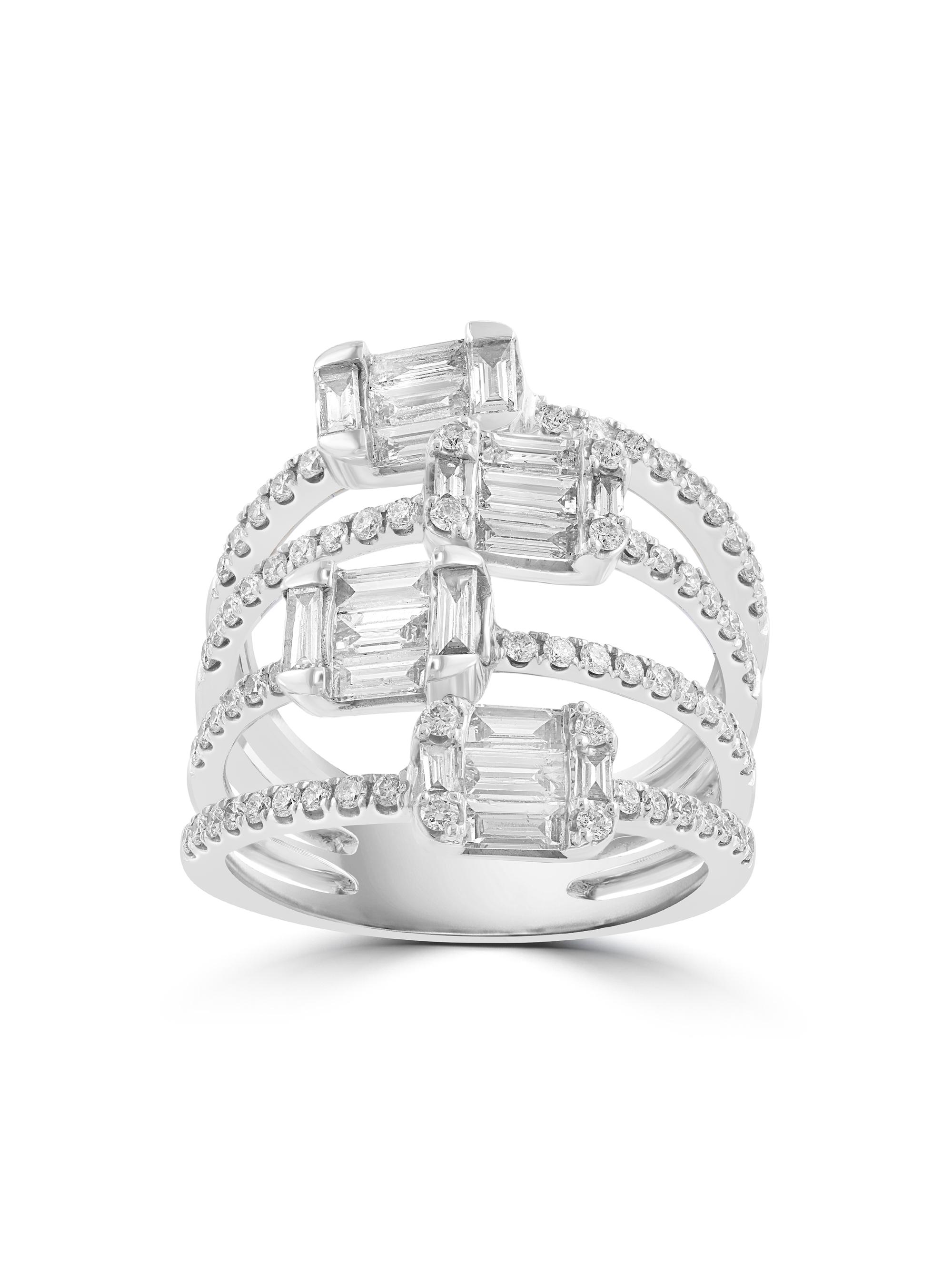 Saks Fifth Avenue Collection Women's 14K White Gold & Multi-Cut 1.0 TCW Diamond Openwork Ring - White Gold
