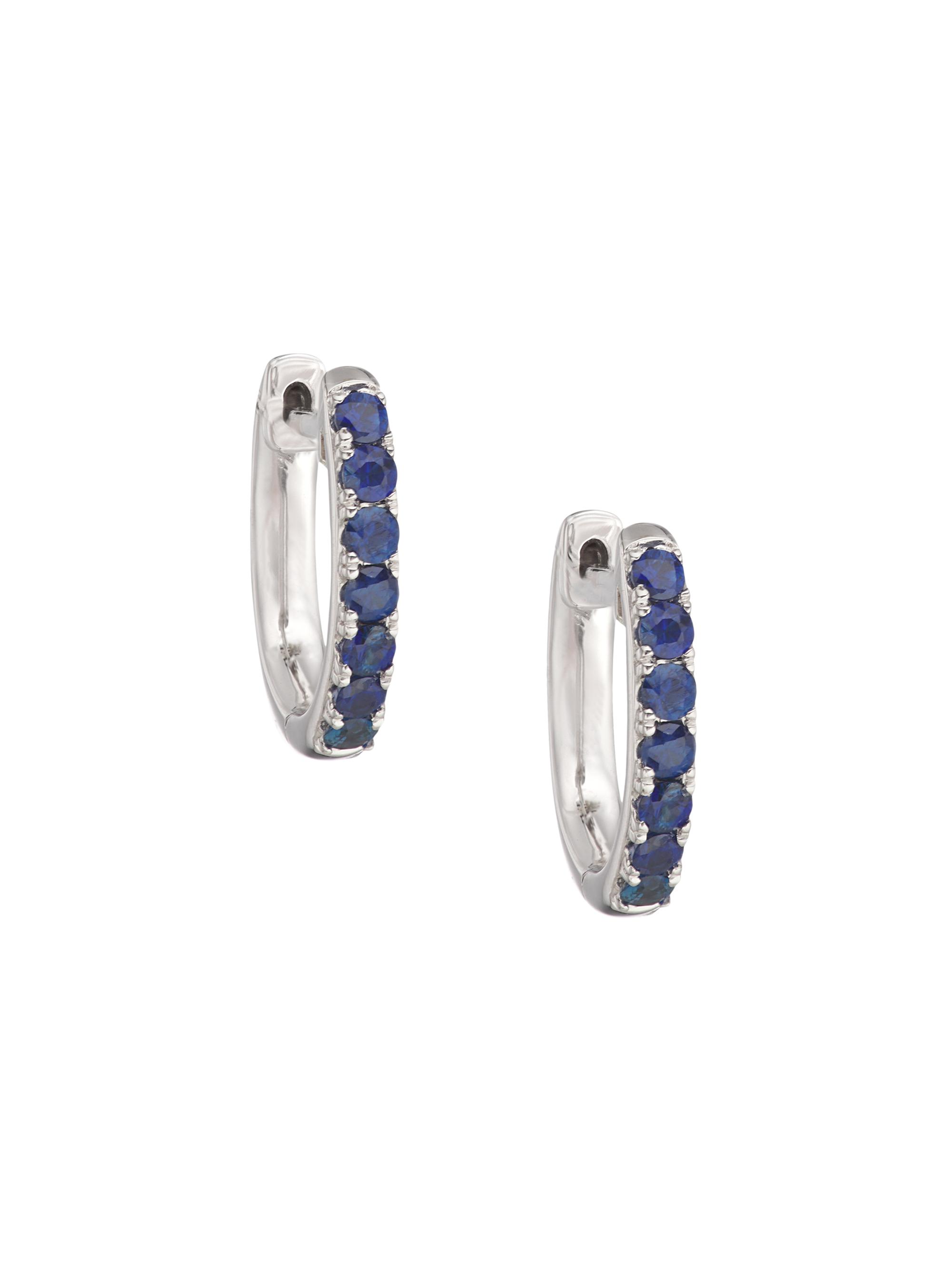 Saks Fifth Avenue Collection Women's 14K White Gold & Sapphire Huggie Hoop Earrings - White Gold