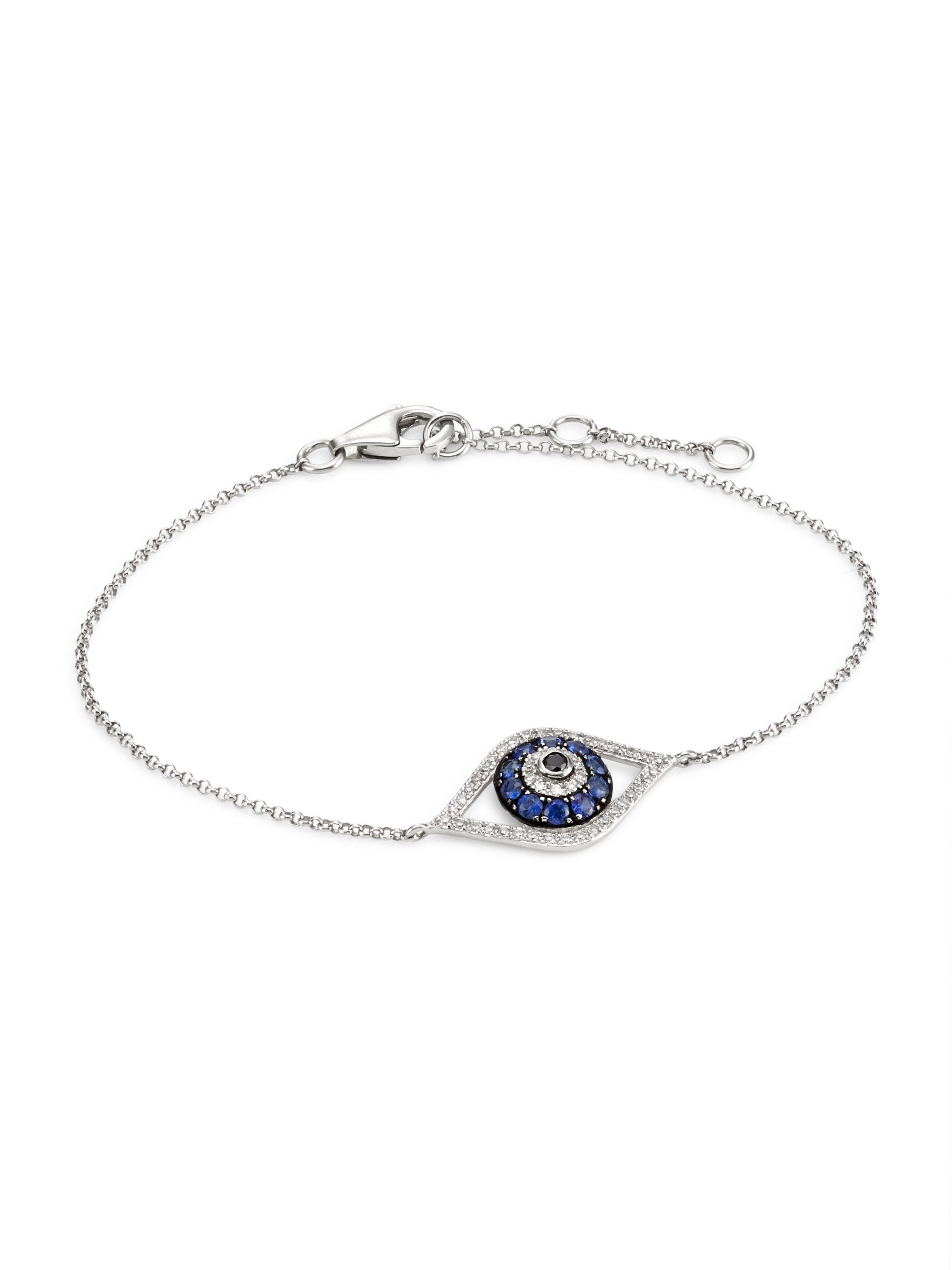 Saks Fifth Avenue Collection Women's 14K White Gold & Multi-Gemstone Evil-Eye Charm Bracelet - White Gold