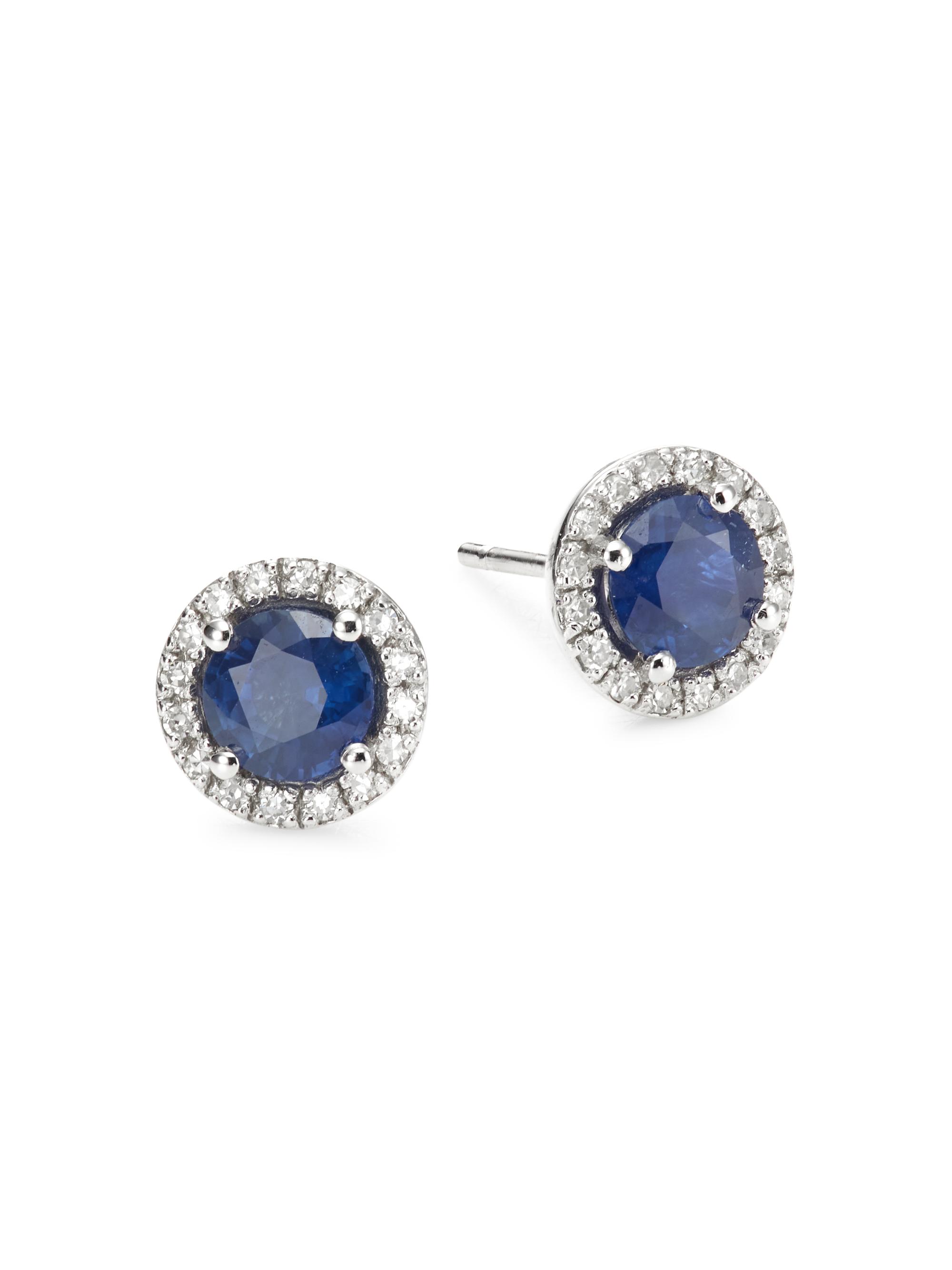 Saks Fifth Avenue Collection Women's 14K White Gold, Sapphire, & Diamond Stud Earrings - White Gold