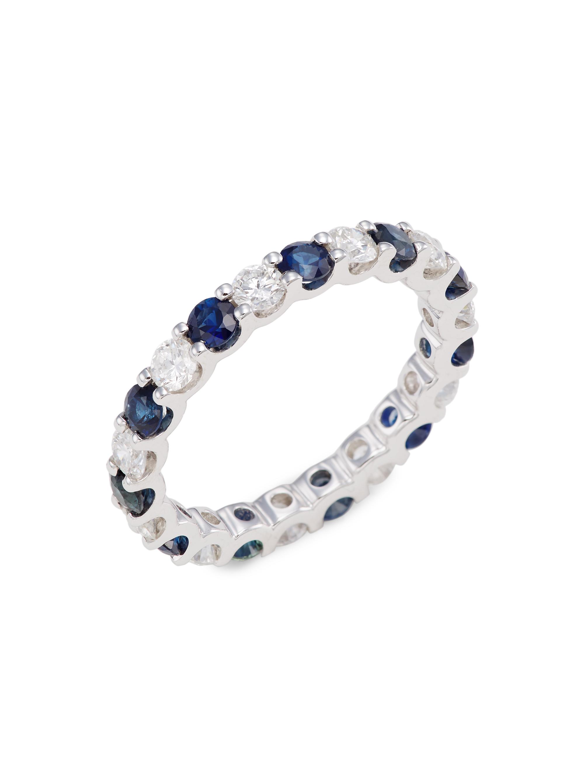 Saks Fifth Avenue Collection Women's 14K White Gold, Diamond, & Sapphire Eternity Band - White Gold