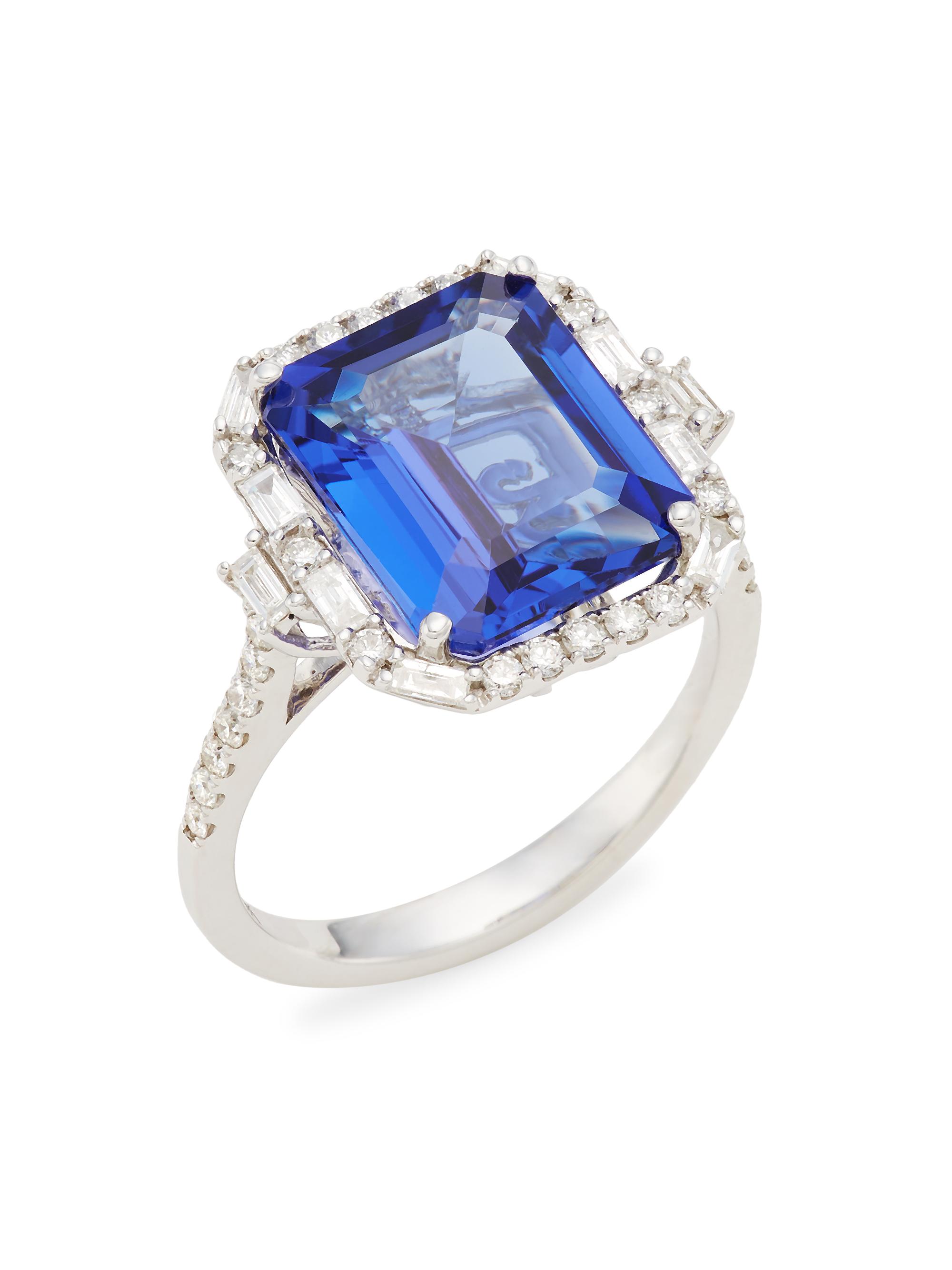Saks Fifth Avenue Collection Women's 14K White Gold, White Diamond & Tanzanite Ring - White Gold