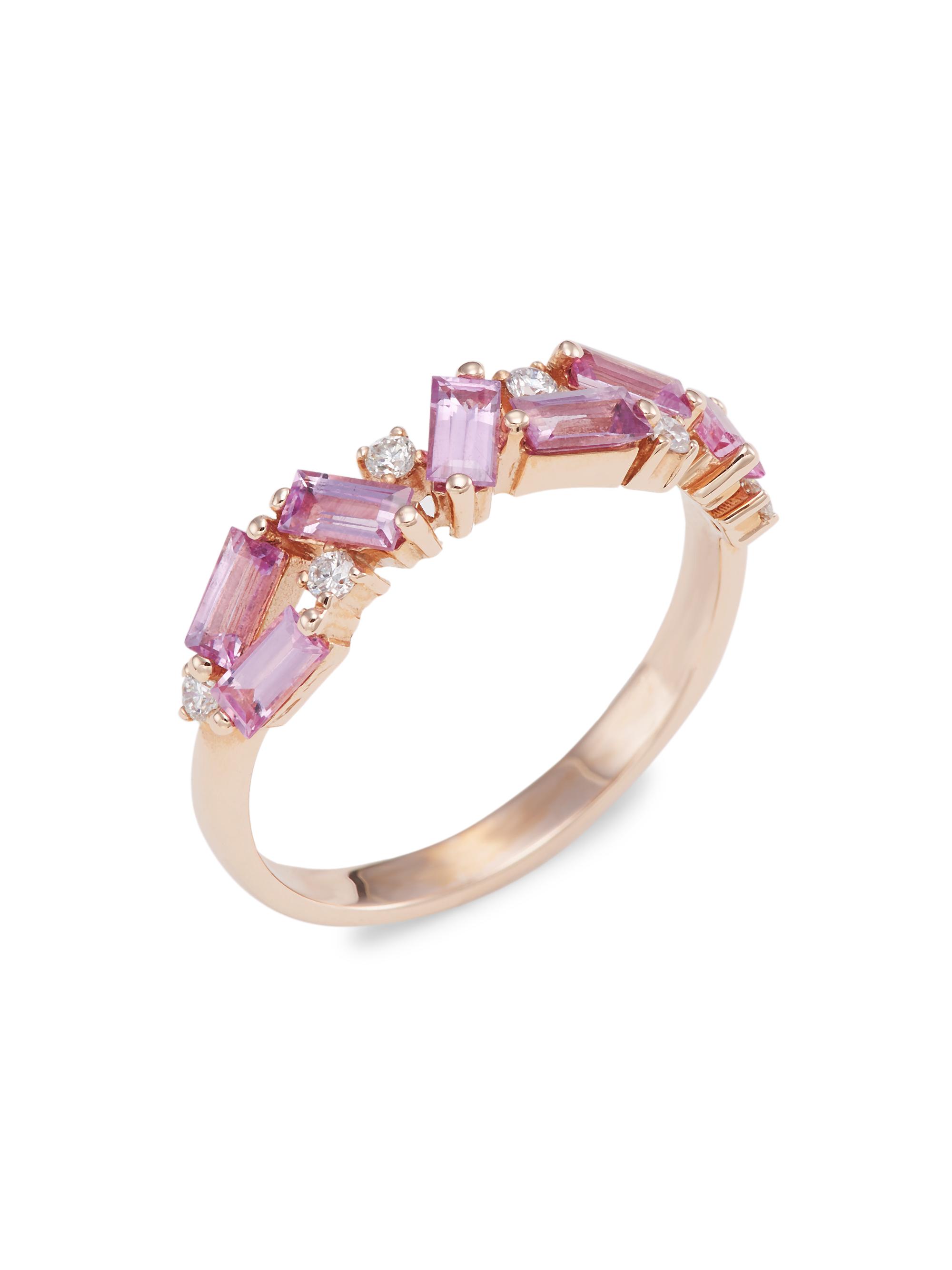 Saks Fifth Avenue Collection Women's 14K Rose Gold, Pink Sapphire & Diamond Ring - Rose Gold
