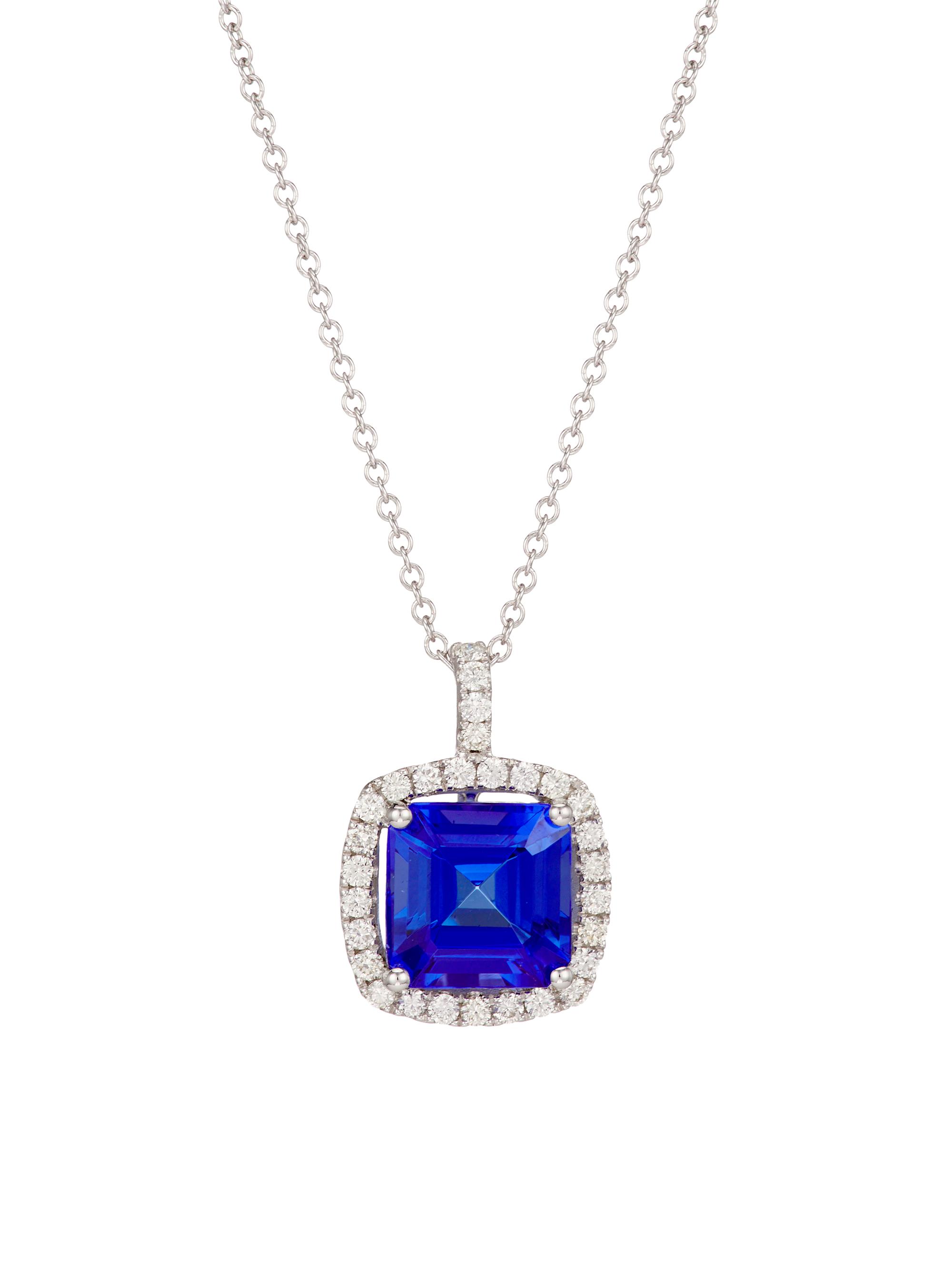 Saks Fifth Avenue Collection Women's 14K White Gold, 0.36 TCW Diamond & Tanzanite Pendant Necklace - White Gold